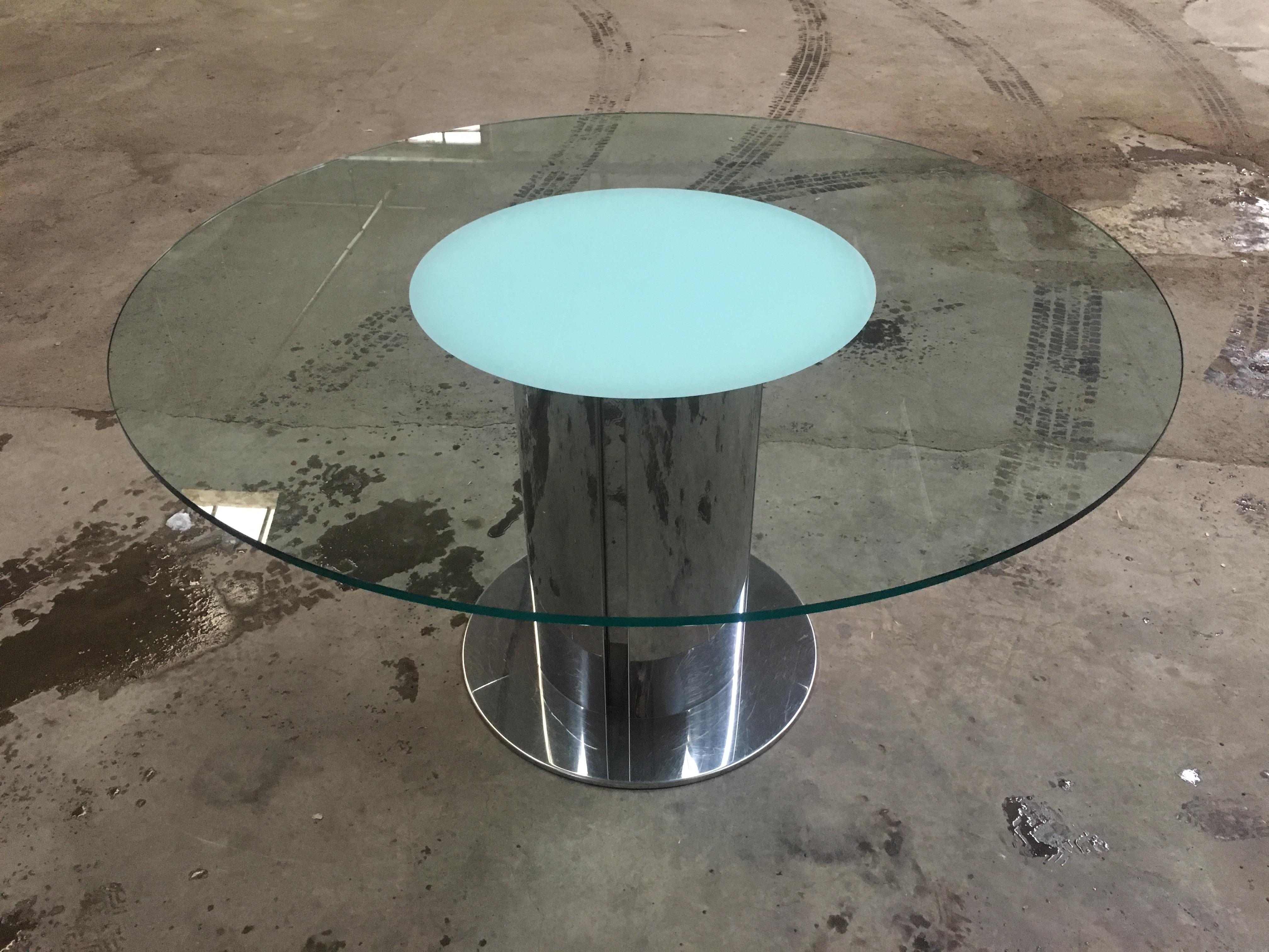 Moderner italienischer Mid-Century-Modern-Tisch „Cidonio“ aus Edelstahl und Glas von Cidue im Zustand „Gut“ im Angebot in Prato, IT