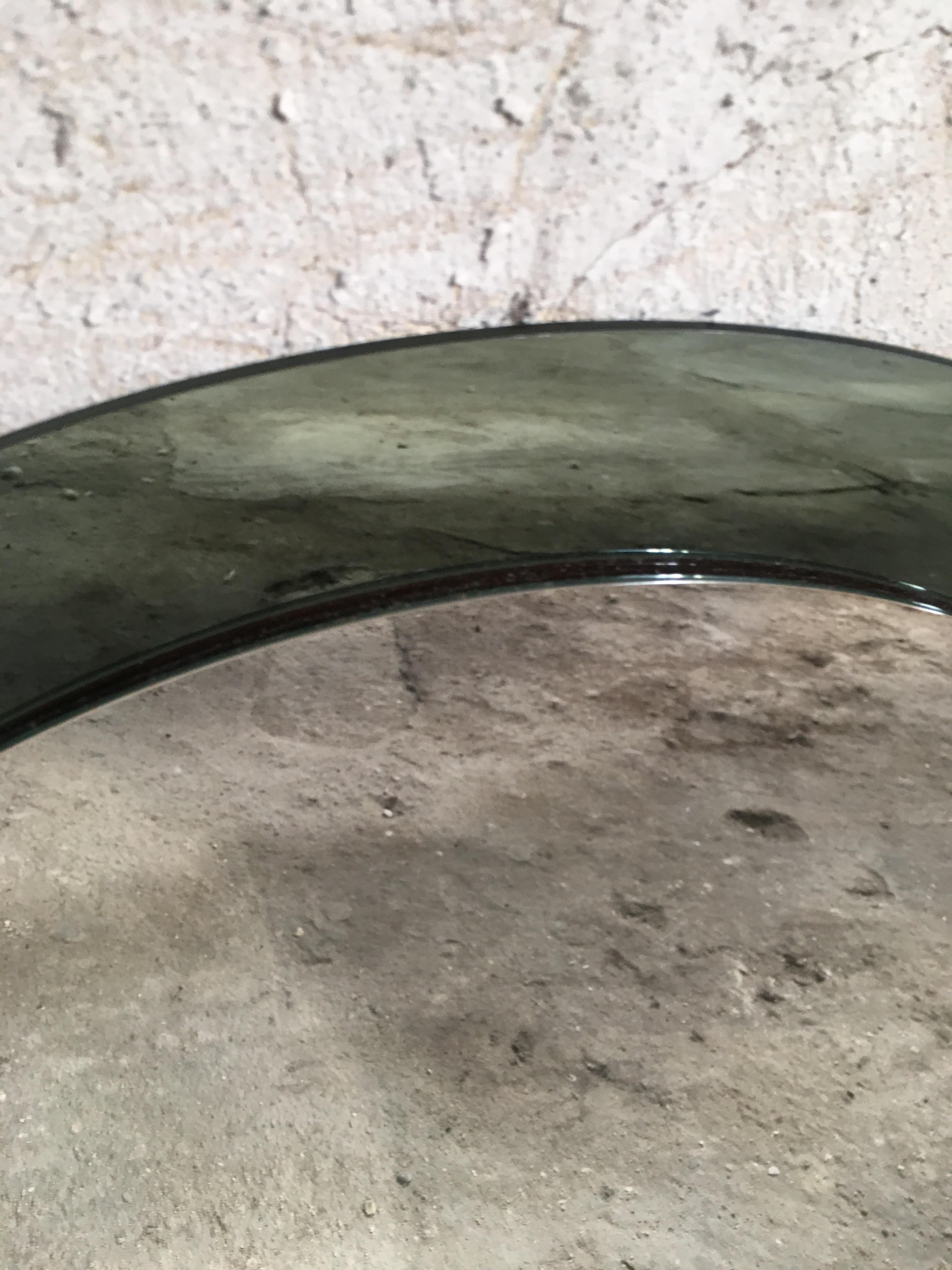 Mid-Century Modern Italian Circle Glass Framed Mirror in the Style of M. Ingrand 1