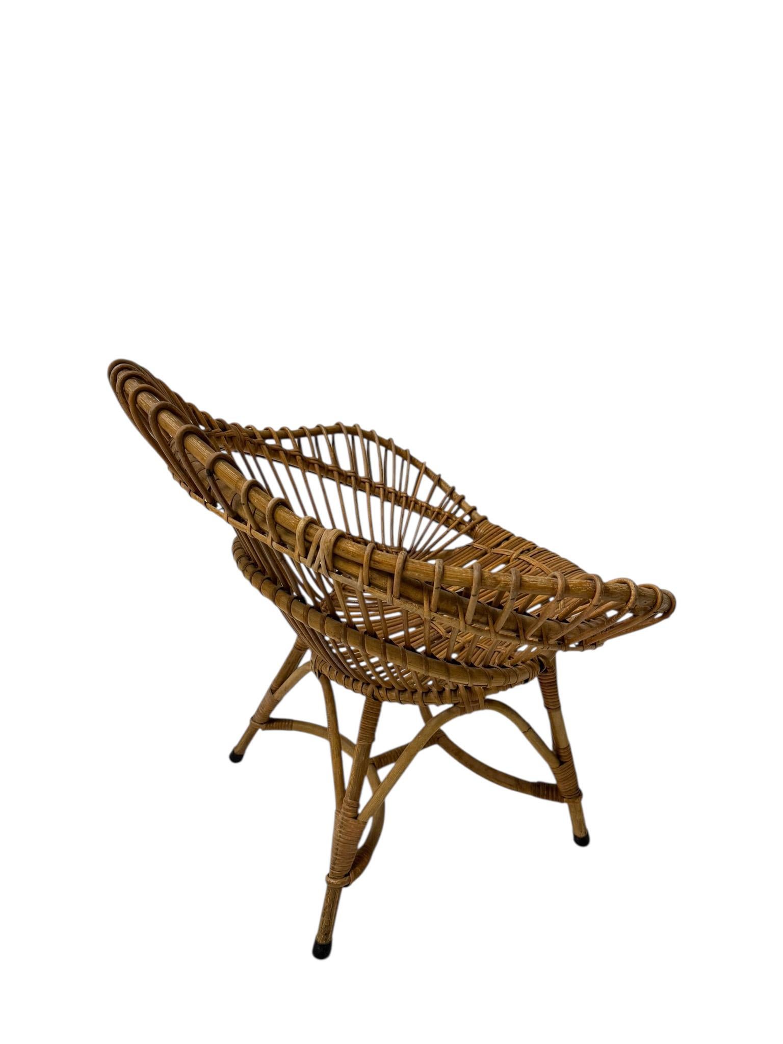 Bamboo Mid-Century Modern Italian Club Chair, 1960s For Sale