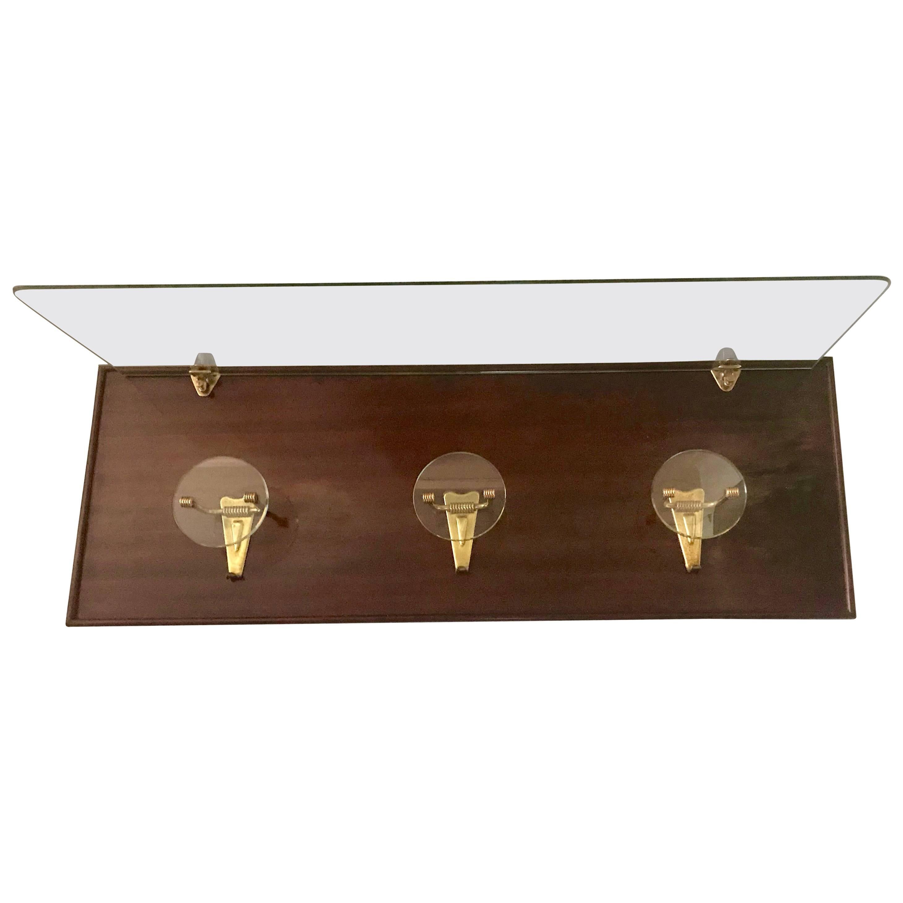 Mid-Century Modern Italian Coat and Hat Rack with Shelf For Sale