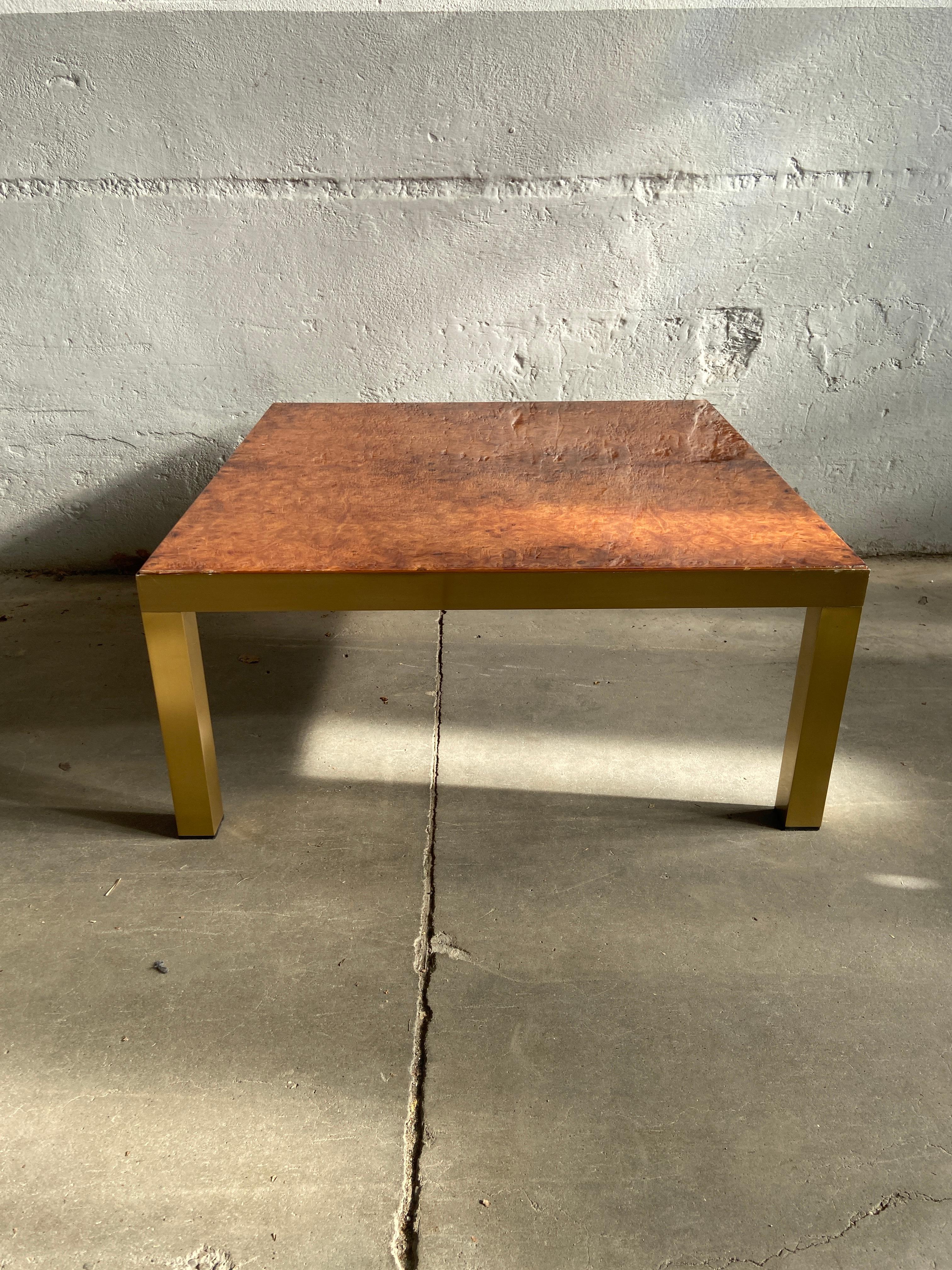 Mid-Century Modern Italian Coffee or Sofa Table with Briar-Root Top, 1970s In Good Condition For Sale In Prato, IT