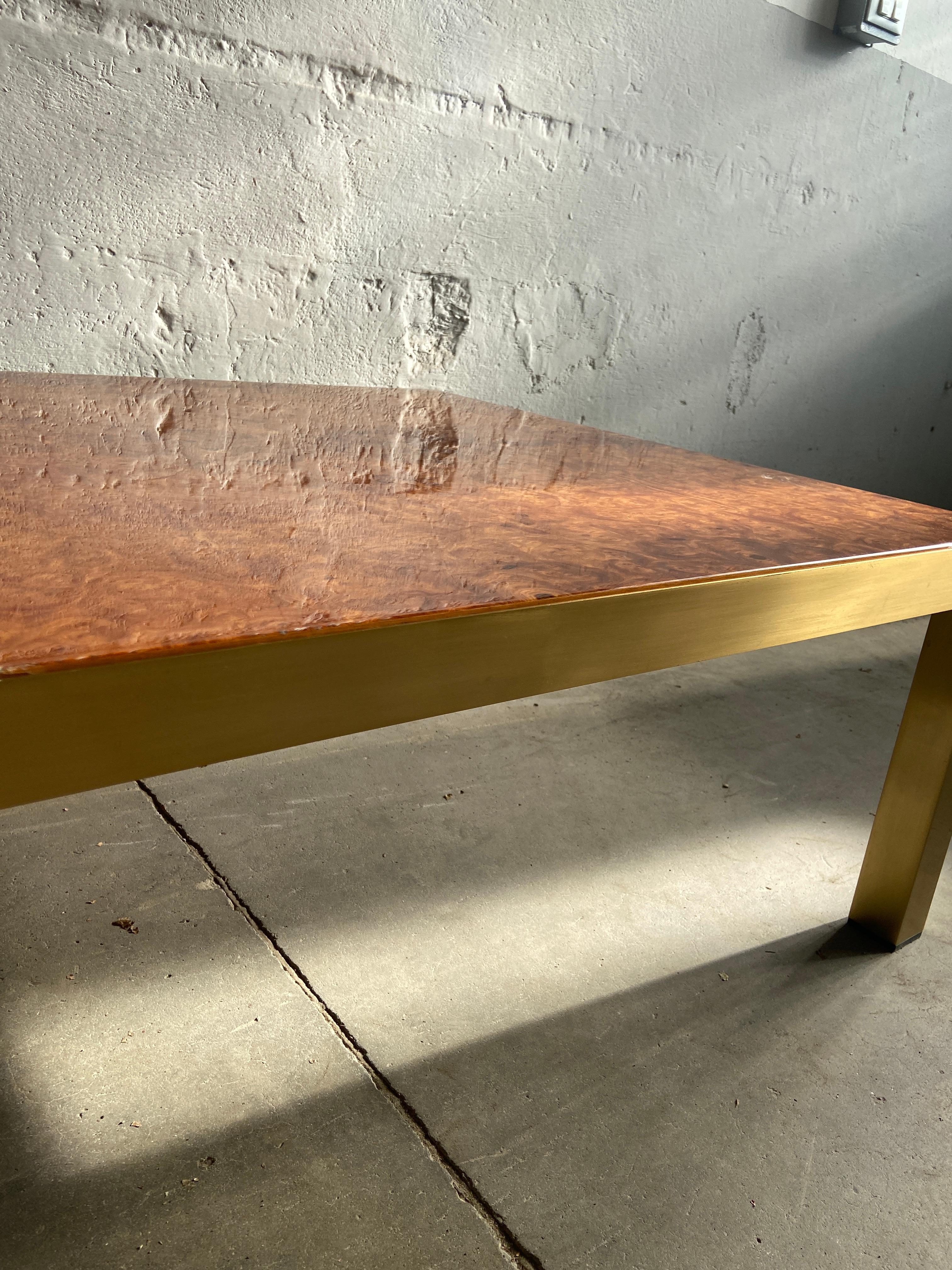 Mid-Century Modern Italian Coffee or Sofa Table with Briar-Root Top, 1970s For Sale 2