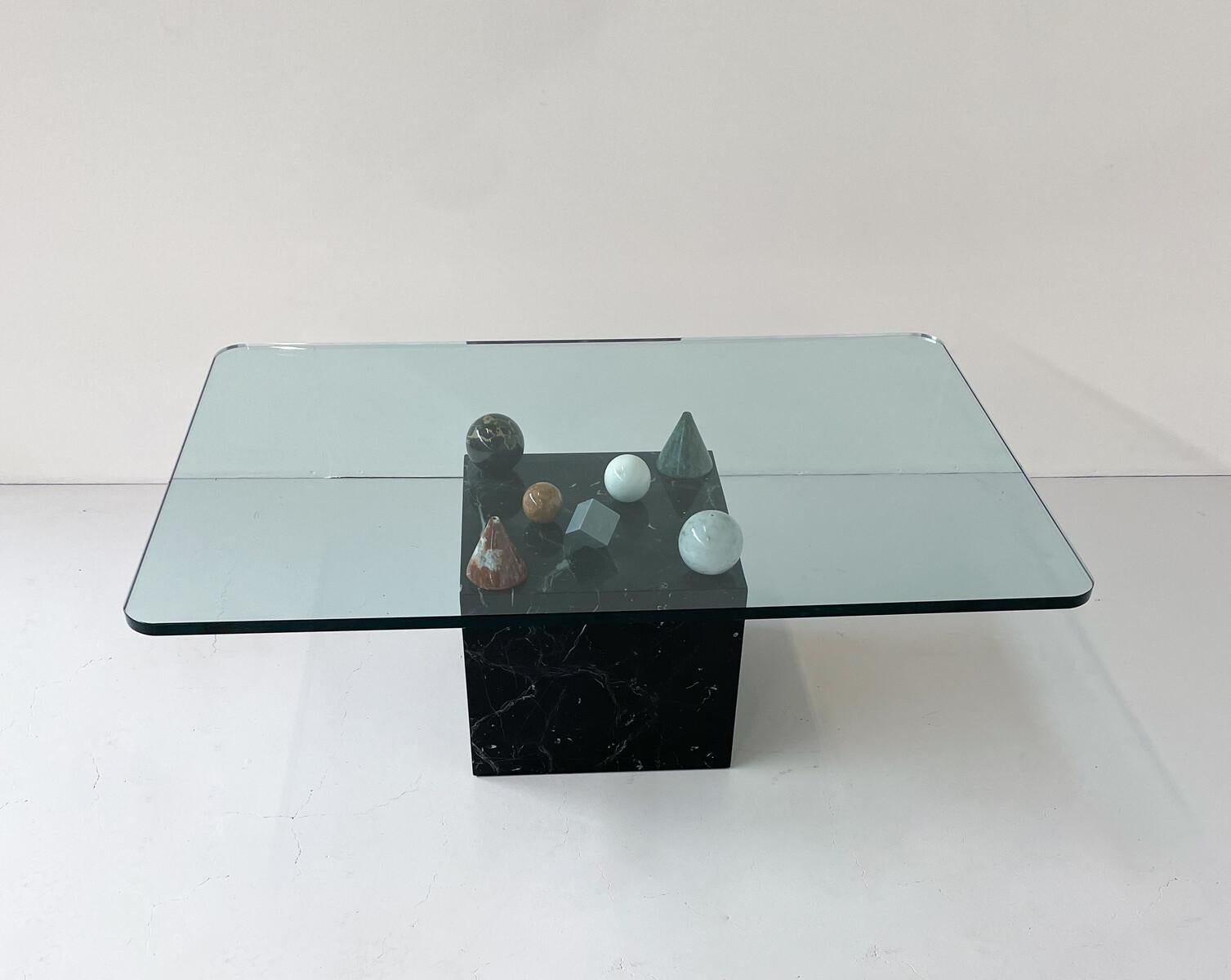 Late 20th Century Mid-Century Modern Italian Coffee Table, Marble and Glass, 1980s