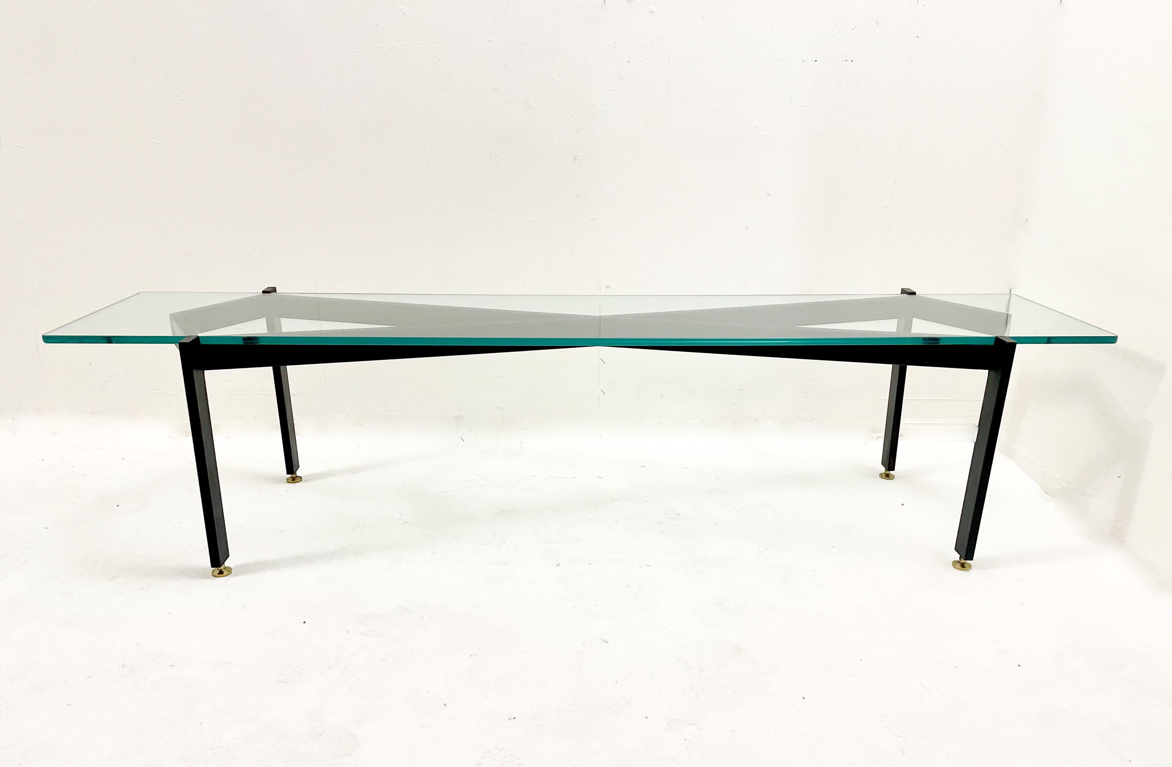 Mid-20th Century Mid-Century Modern Italian Coffee Table, Metal and Glass, 1960s