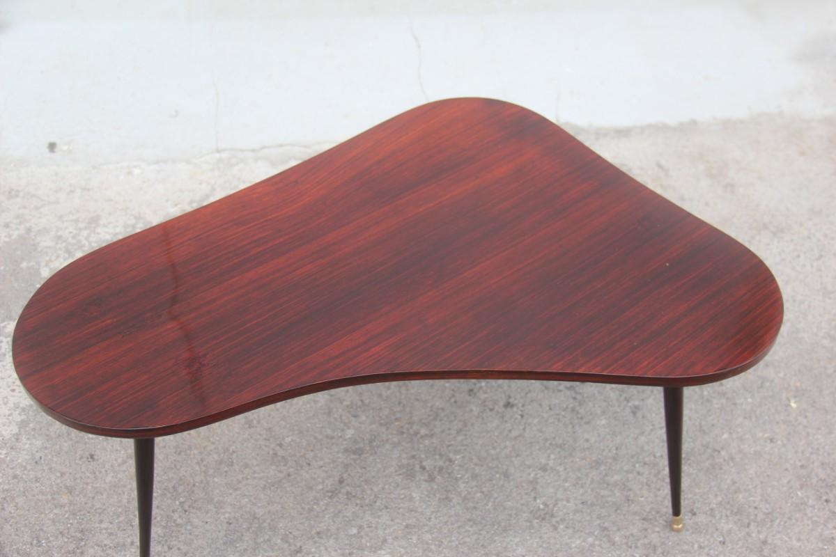 Mid-Century Modern Italian Coffee Table Rosewood Brass Geometric Form, 1950 For Sale 6