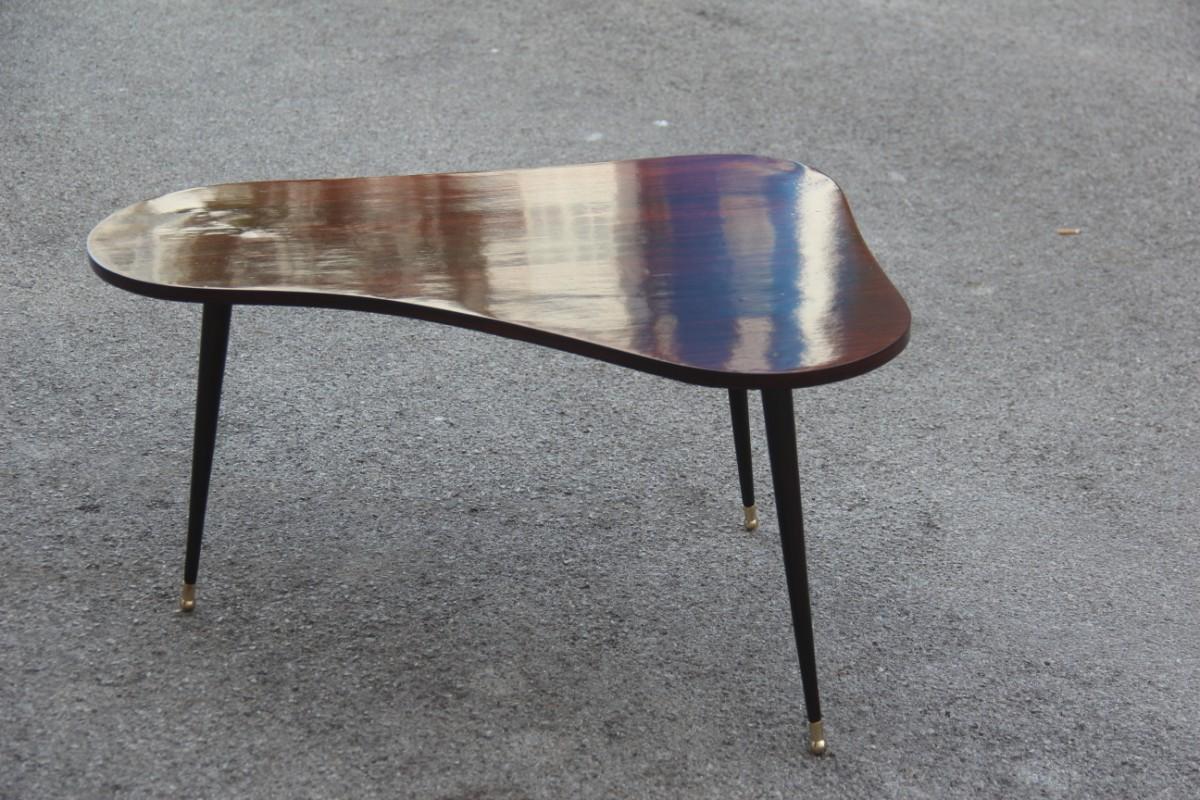 Mid-20th Century Mid-Century Modern Italian Coffee Table Rosewood Brass Geometric Form, 1950 For Sale