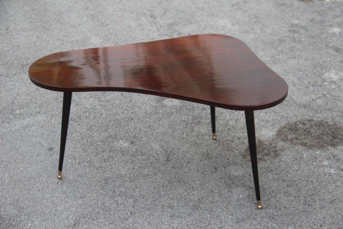 Mid-Century Modern Italian Coffee Table Rosewood Brass Geometric Form, 1950 For Sale 1