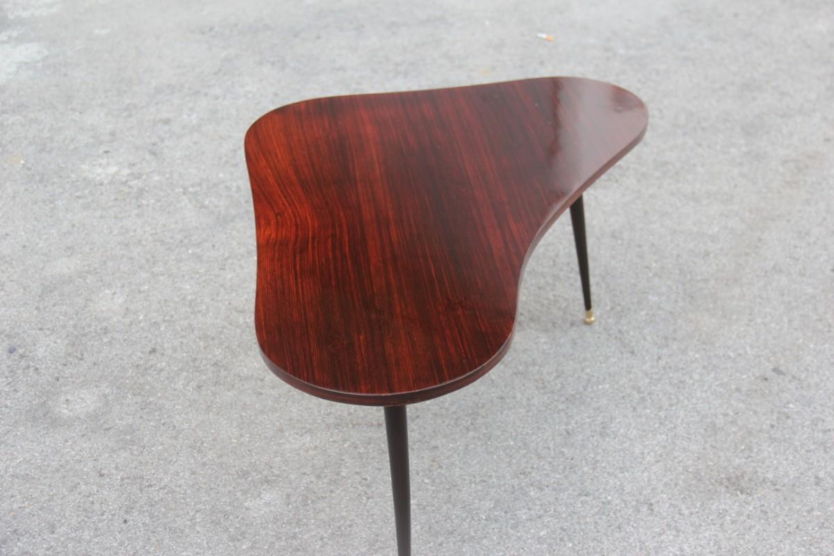 Mid-Century Modern Italian Coffee Table Rosewood Brass Geometric Form, 1950 For Sale 2