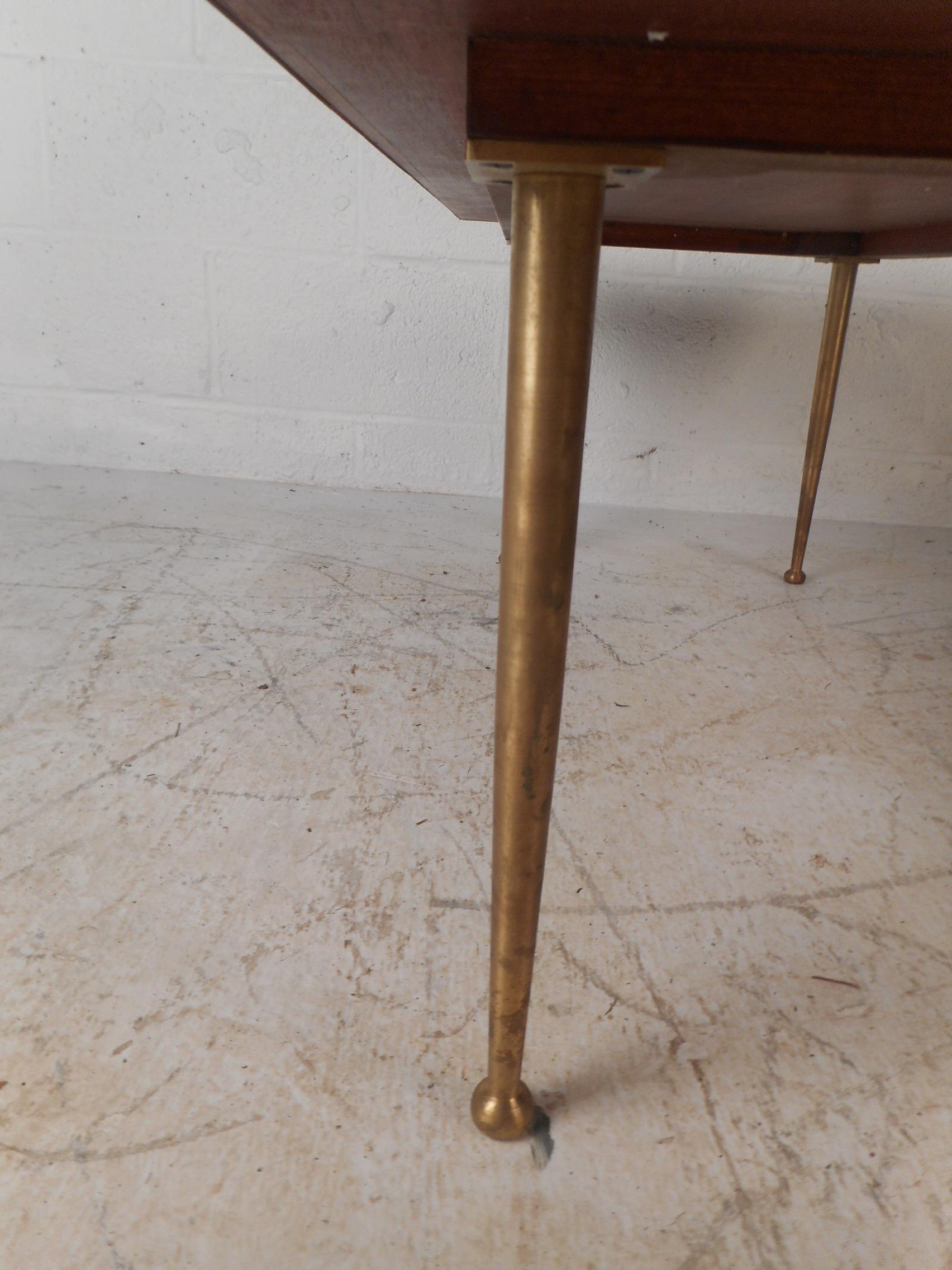 Mid-Century Modern Italian Coffee Table with Brass Legs 1