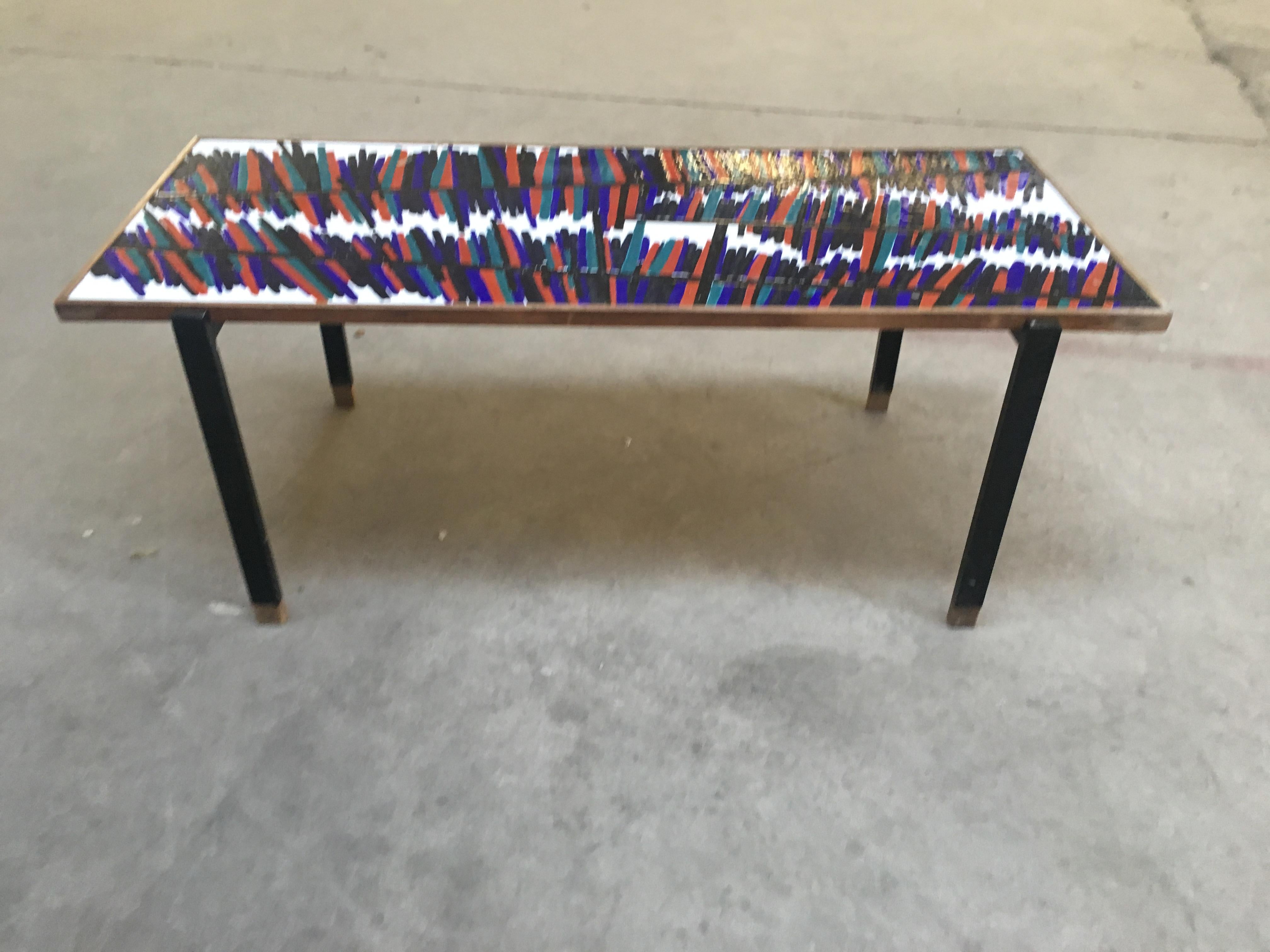 Mid-Century Modern Italian coffee table with ceramic top, 1960s.