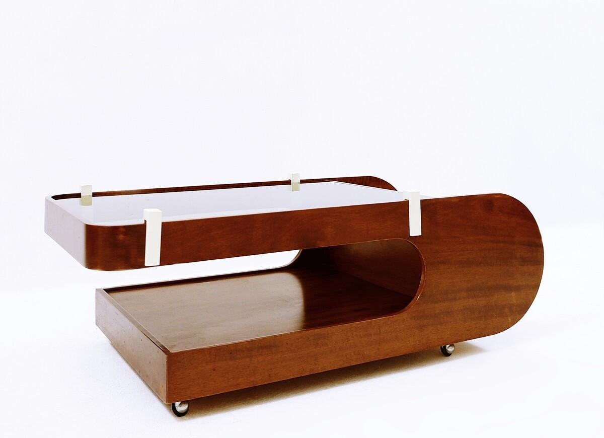 Mid-Century Modern Italian coffee table with smoked glass top - 1950s.