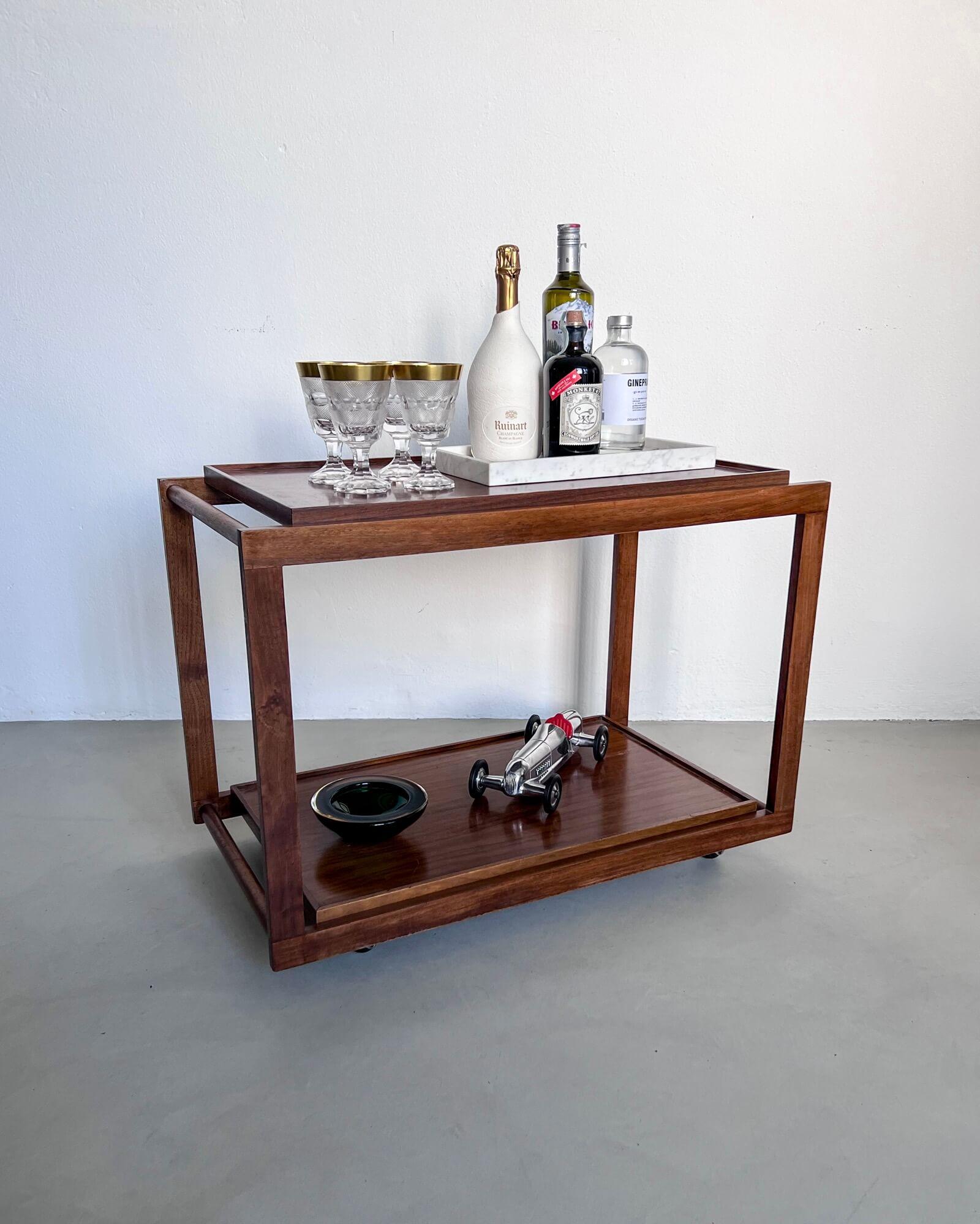 MidCentury Modern Italian Collectible Bar Cart with Two Trays, Cassina