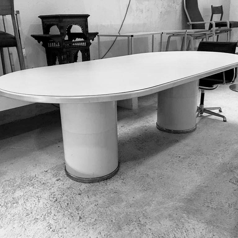 Steel Mid-Century Modern Italian Collezioni Longato Dining Oval Table
