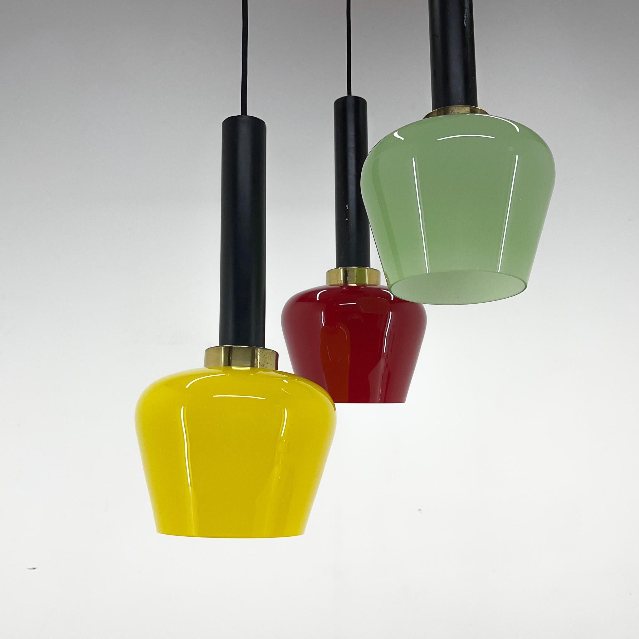 Lampe à suspension en cascade colorée italienne mi-siècle moderne, années 1970 en vente 7