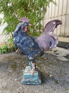 Mid-Century Modern Italian Concrete Rooster Garden Ornament. 1950s