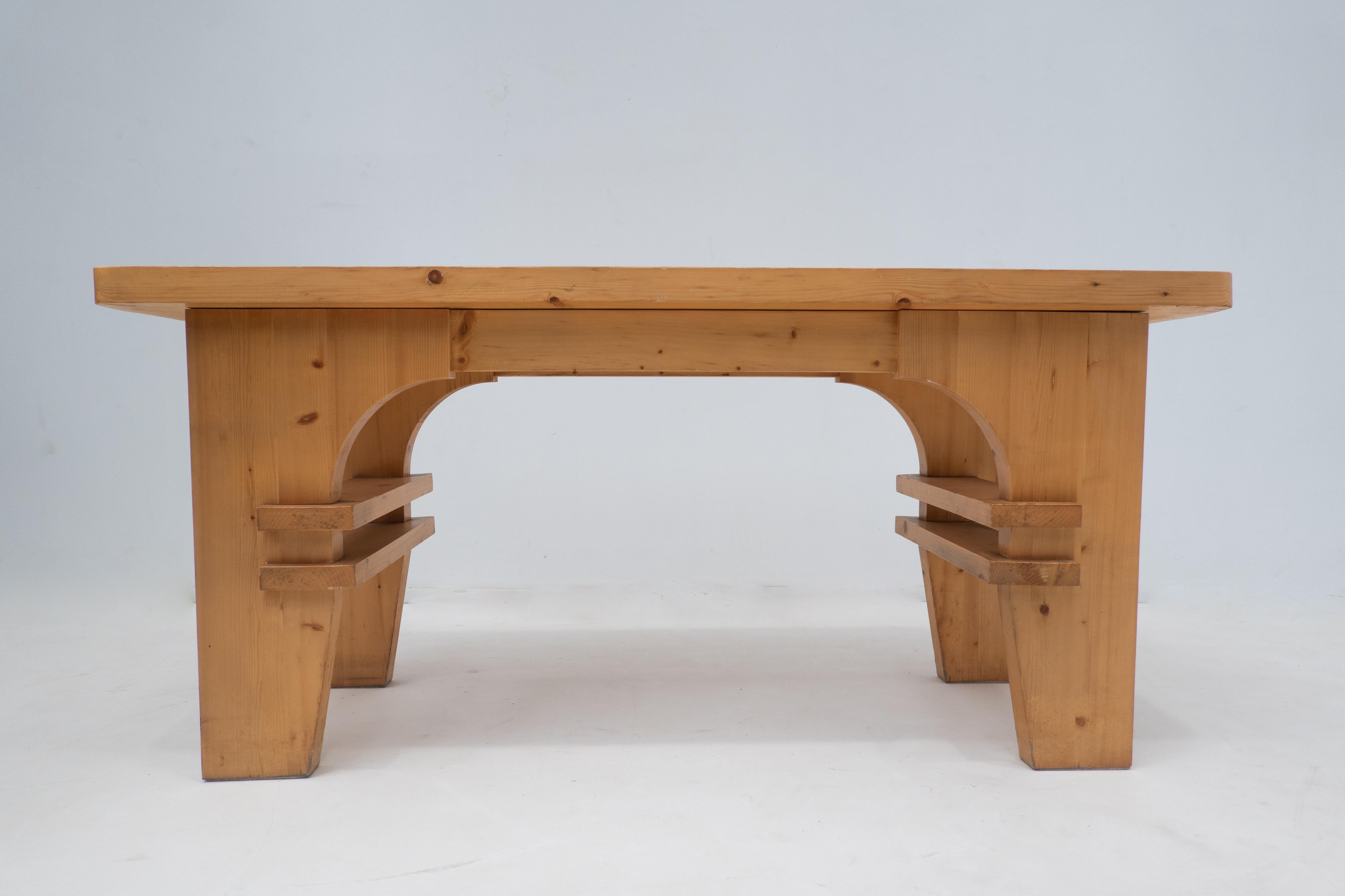 Bois Console italienne moderne du milieu du siècle, bois de pin, années 1960 en vente
