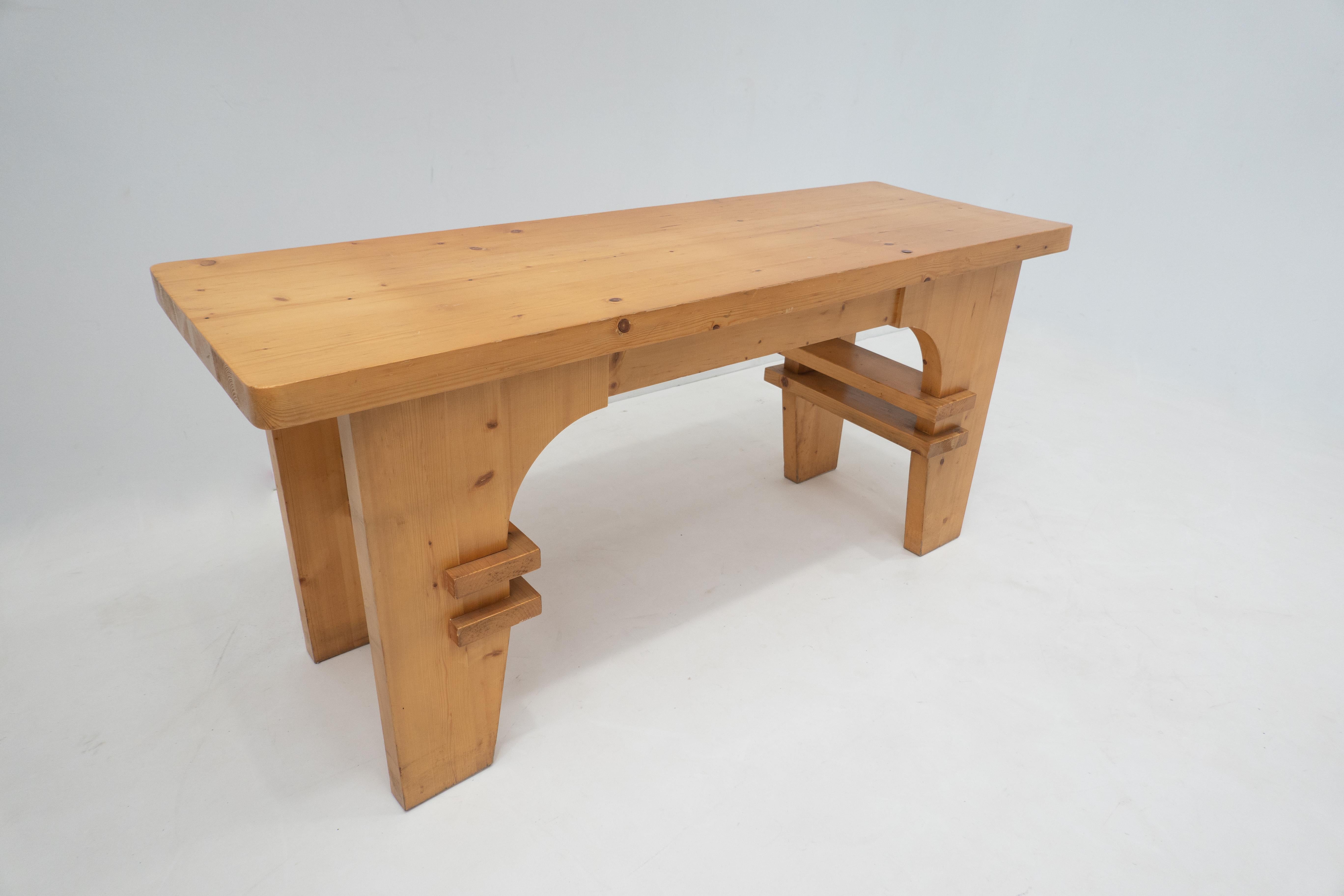Console italienne moderne du milieu du siècle, bois de pin, années 1960 en vente 1