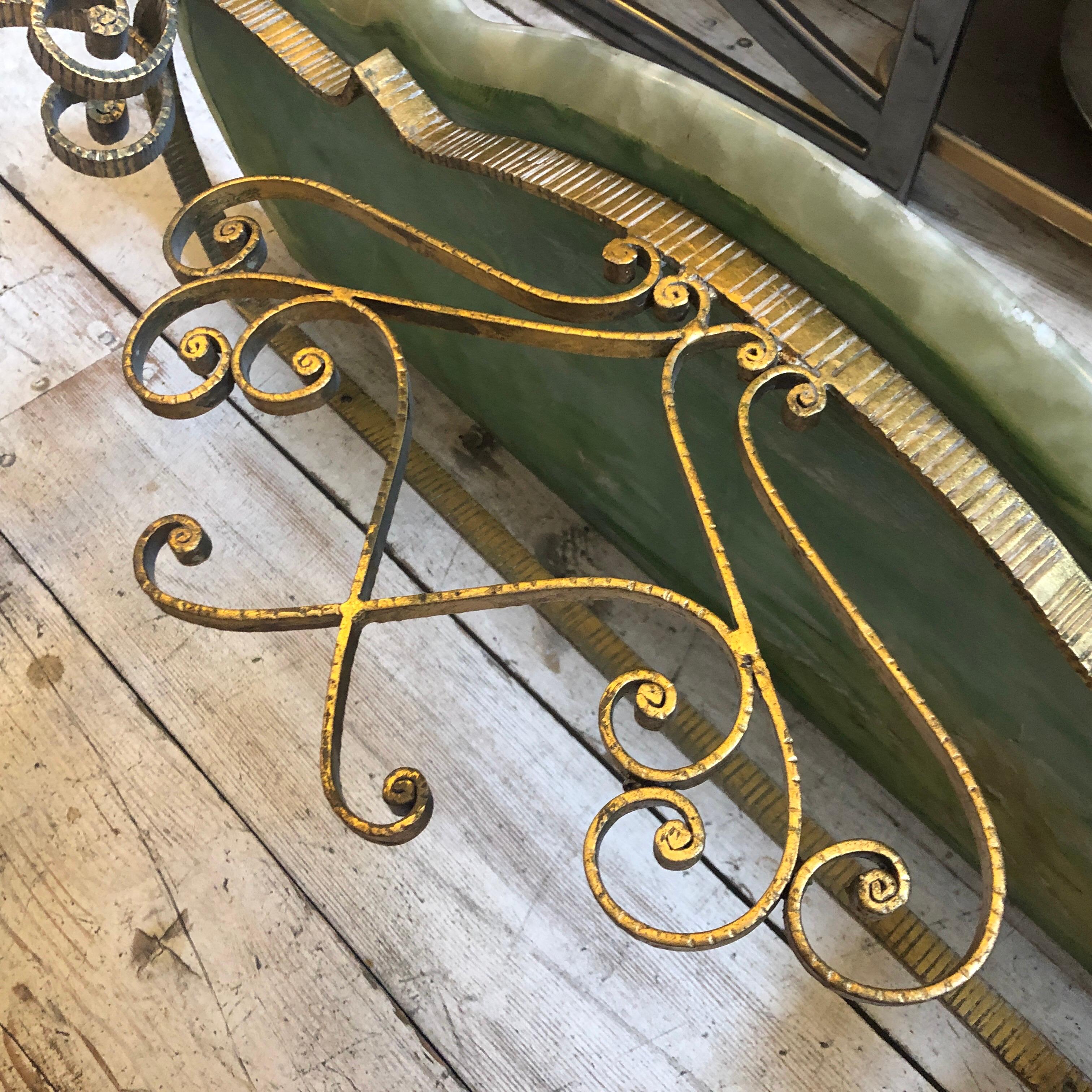 1950s Pier Luigi Colli Mid-Century Modern Italian Gilded Iron and Onyx Console  4