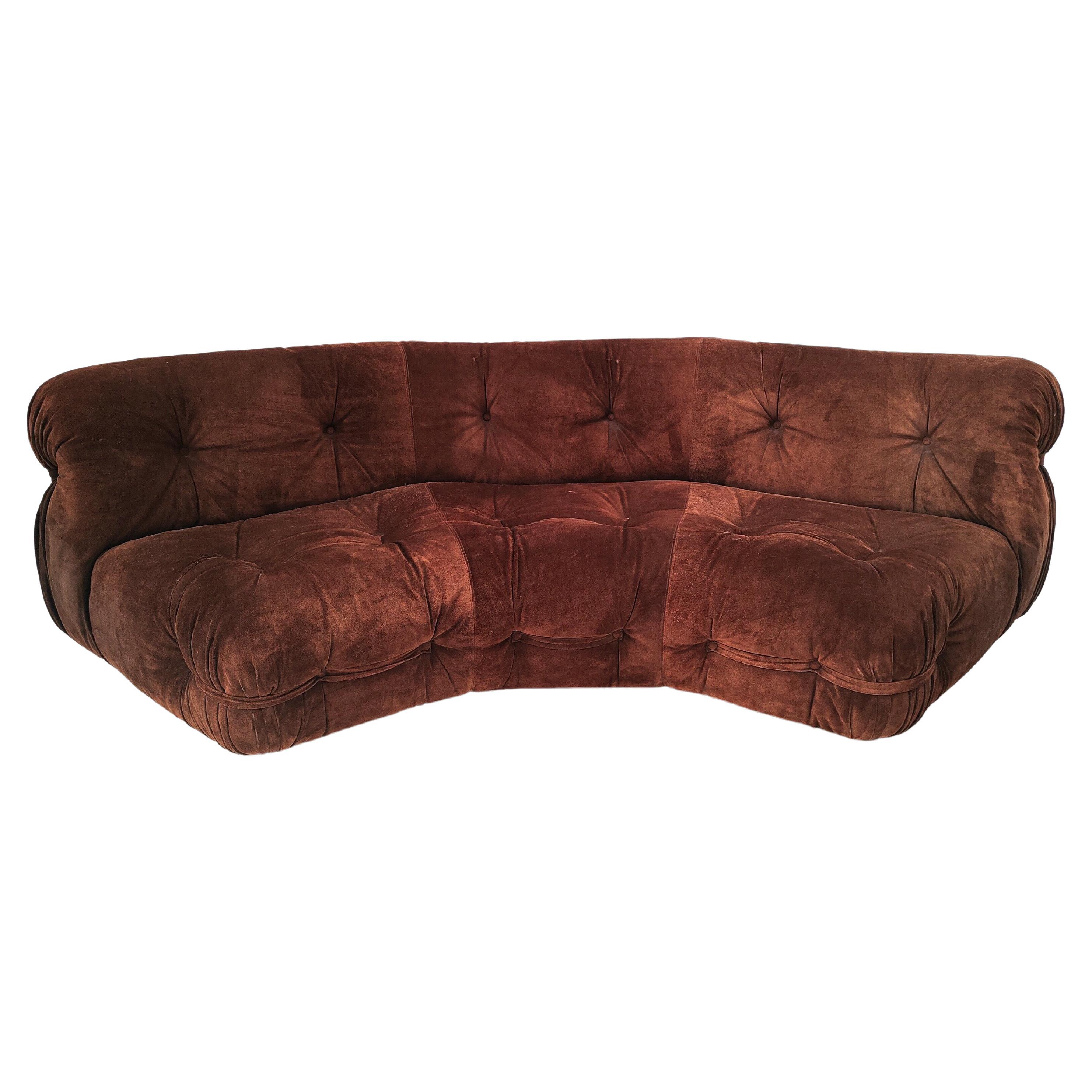 Velvet Corner Sofa at 1stDibs
