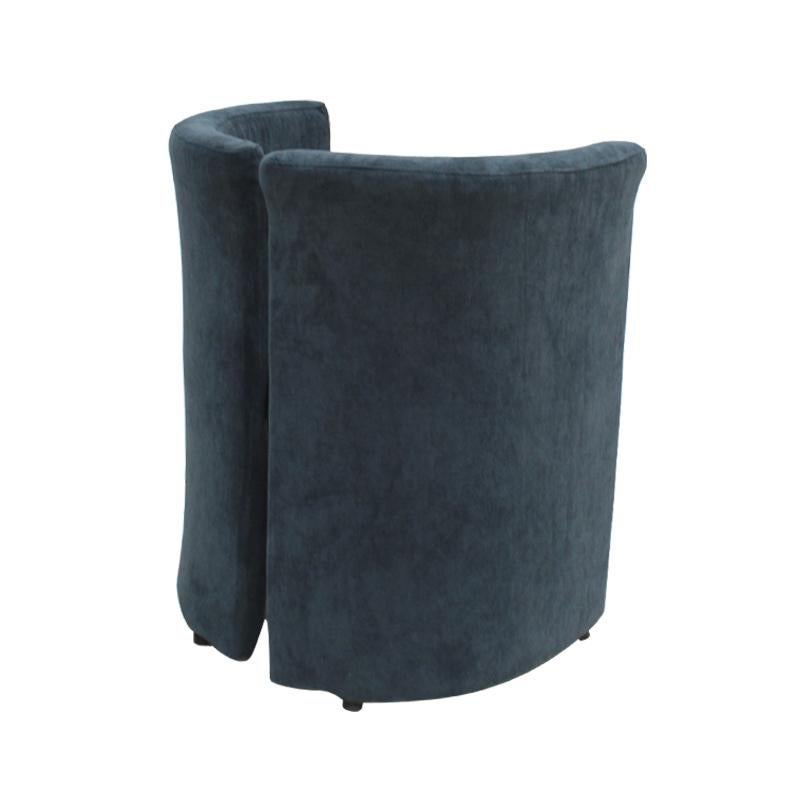 Fin du 20e siècle Chaises courbes italiennes du milieu du siècle en velours bleu, ensemble de six en vente