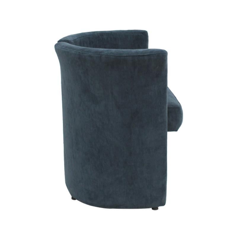 Velours Chaises courbes italiennes du milieu du siècle en velours bleu, ensemble de six en vente