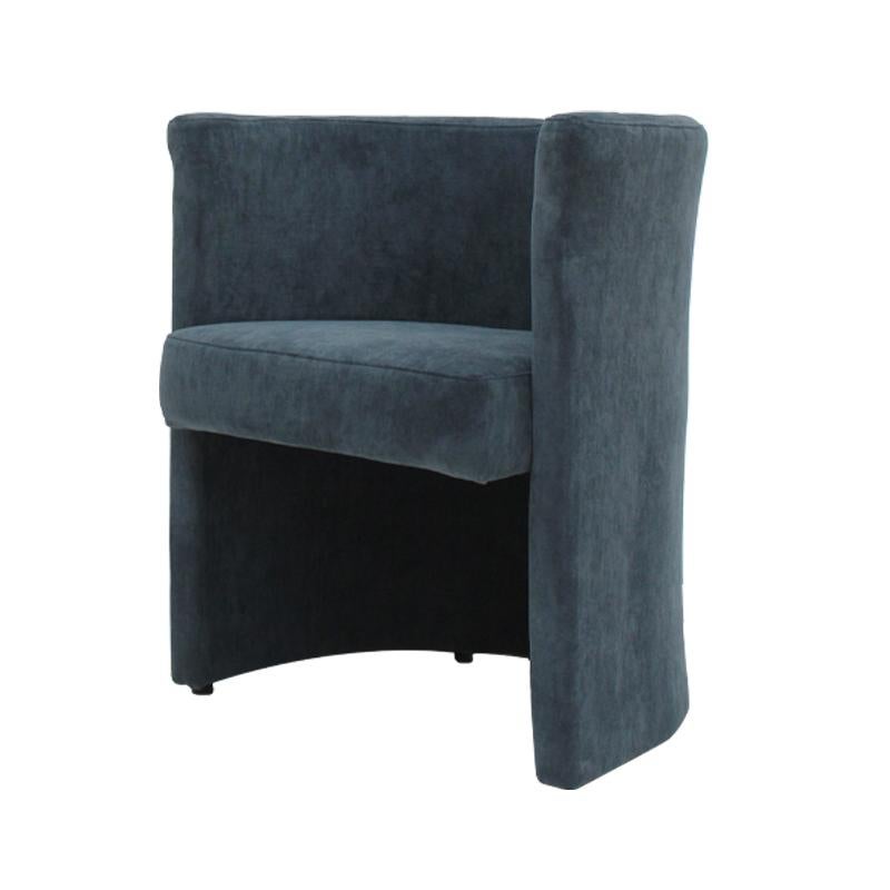 Chaises courbes italiennes du milieu du siècle en velours bleu, ensemble de six en vente 2