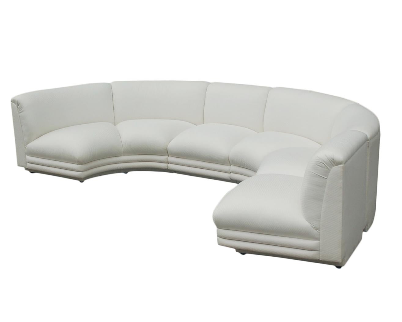 A chic 4-piece sectional, circa 1980s. Can be used many ways as shown. Good original condition.