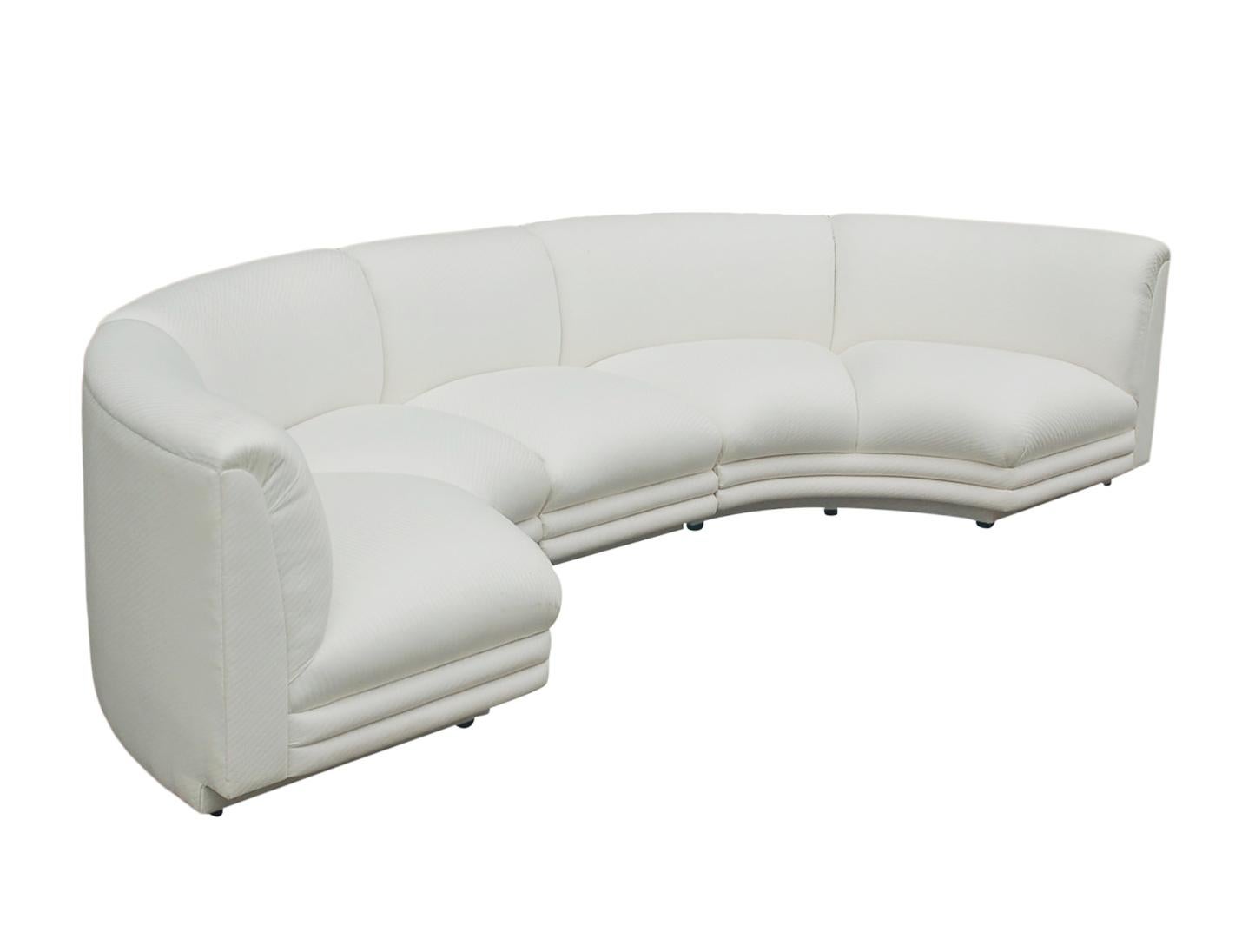 white curved sectional