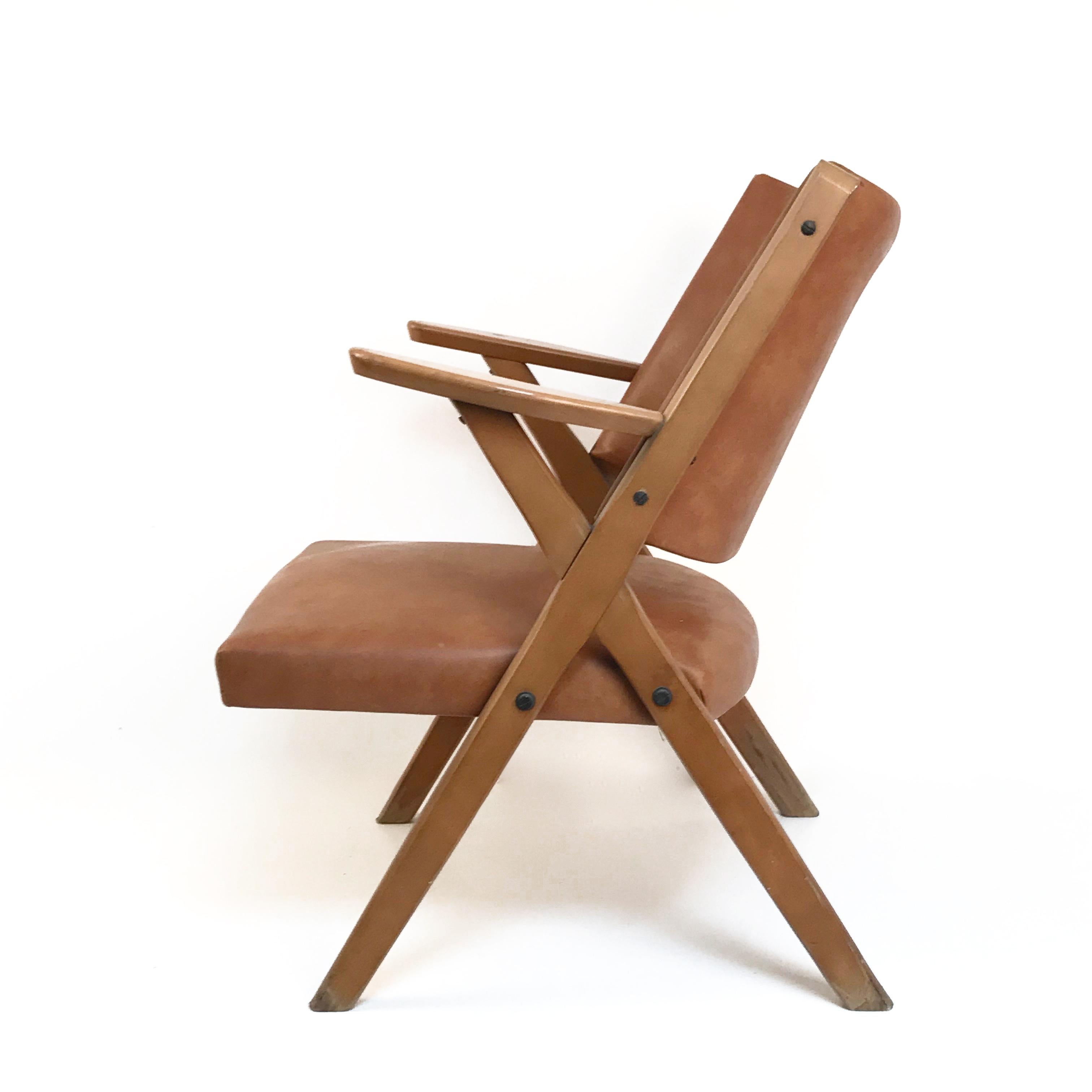 Mid-Century Modern Italian Dal Vera Easy Chair, Hans Wegner Style, Italy, 1950s In Good Condition In Roma, IT