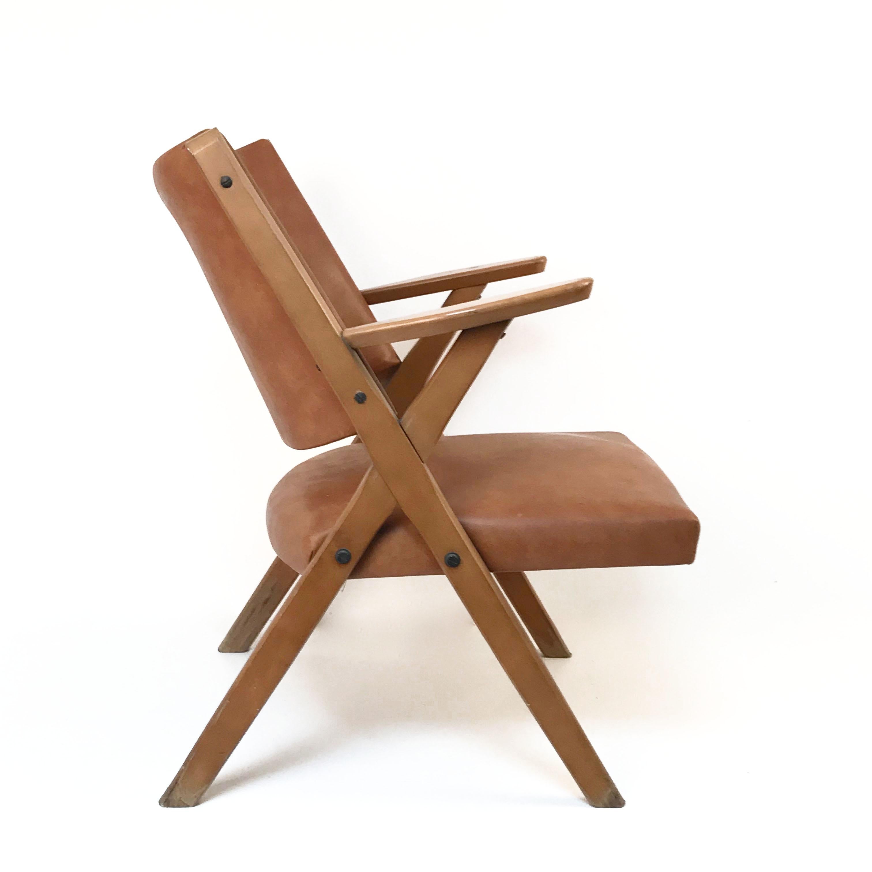 Mid-20th Century Mid-Century Modern Italian Dal Vera Easy Chair, Hans Wegner Style, Italy, 1950s