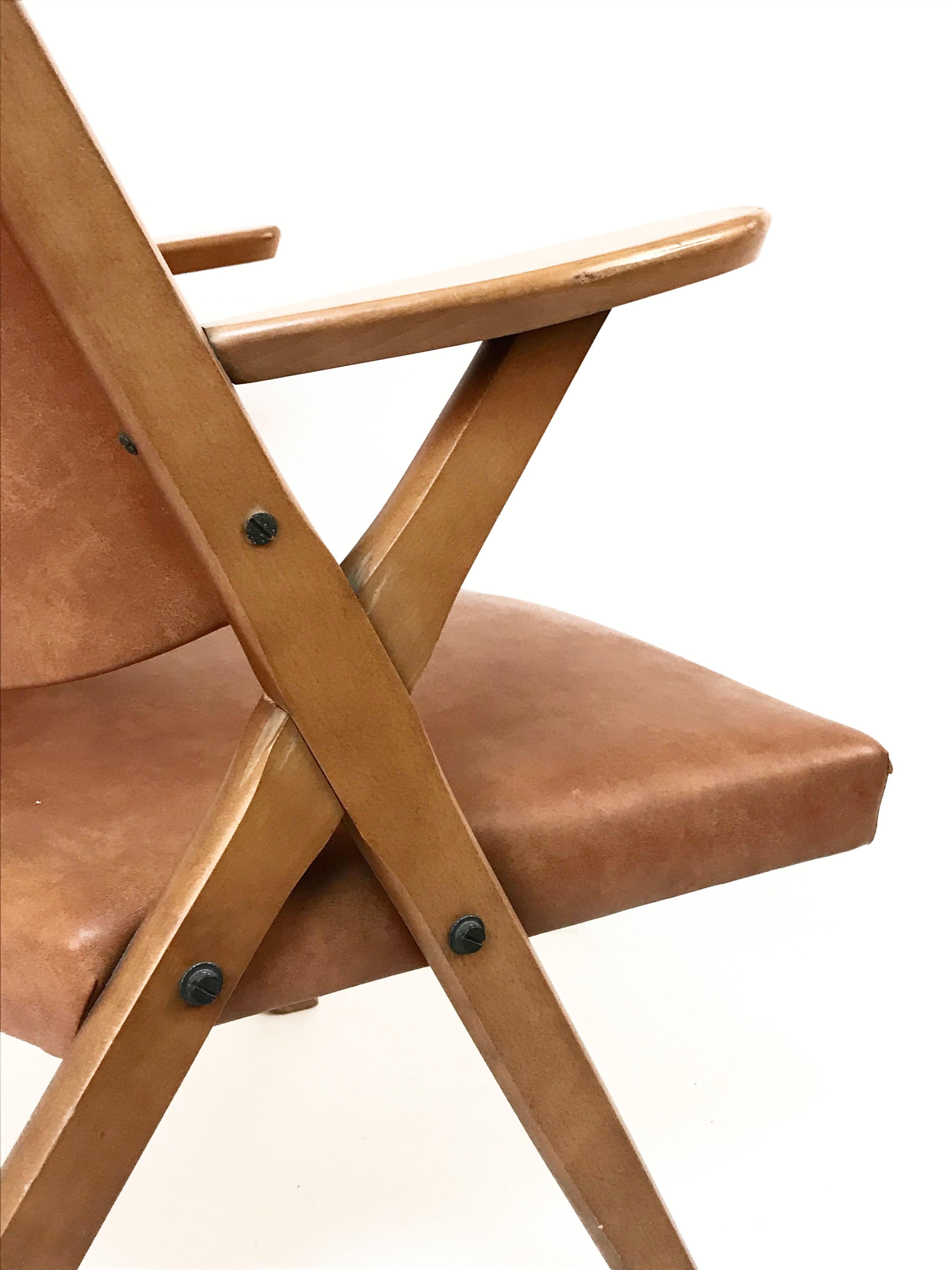Mid-Century Modern Italian Dal Vera Easy Chair, Hans Wegner Style, Italy, 1950s 1