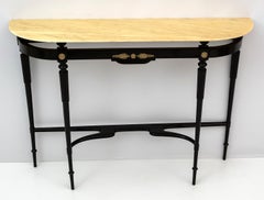 Mid-Century Modern Italian Dark Walnut and Marble Wall Console, 1950s