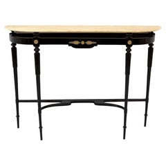 Mid-Century Modern Italian Dark Walnut and Marble Wall Console, 1950s