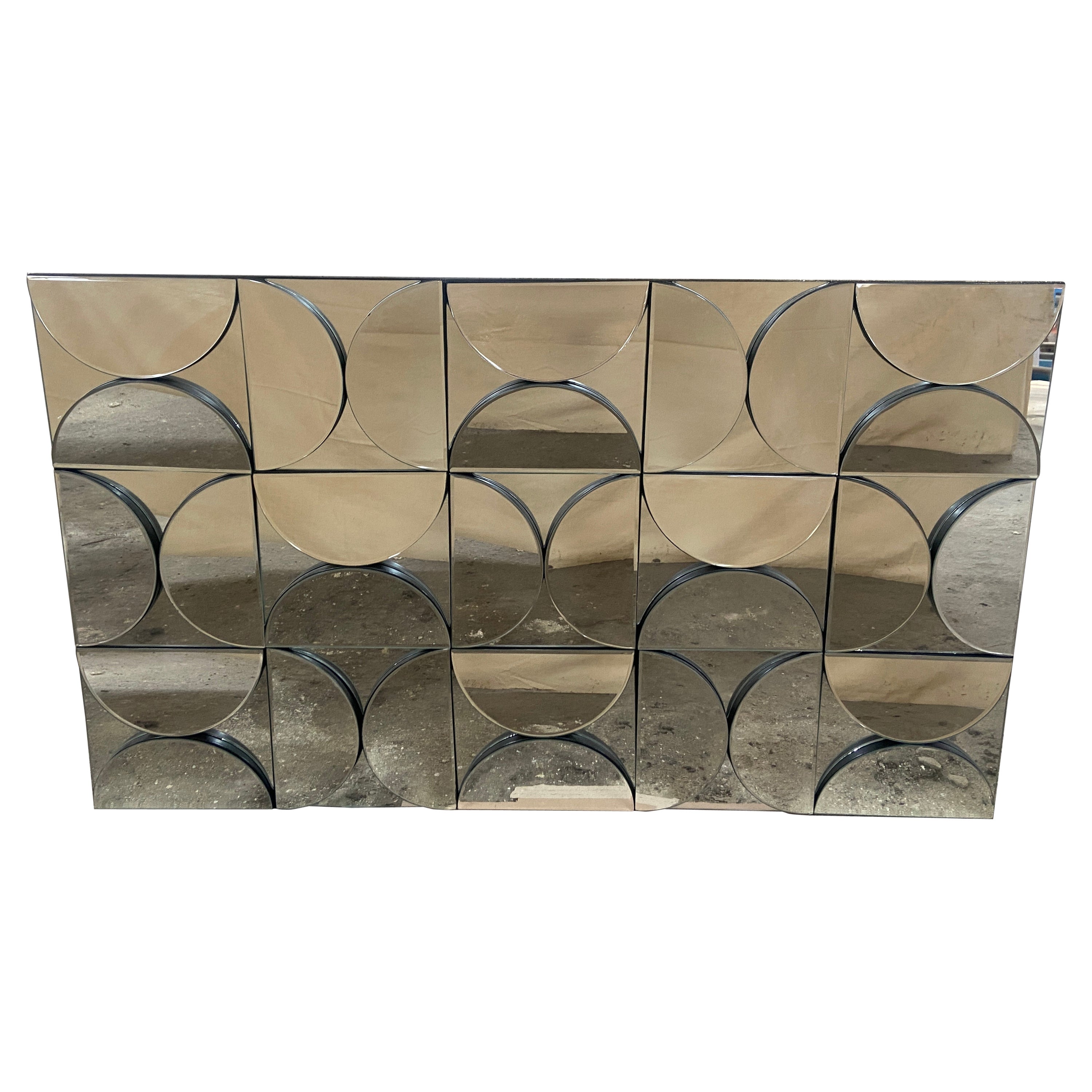 Mid-Century Modern Italian Decorative Wall Panel Mirror from 1970s