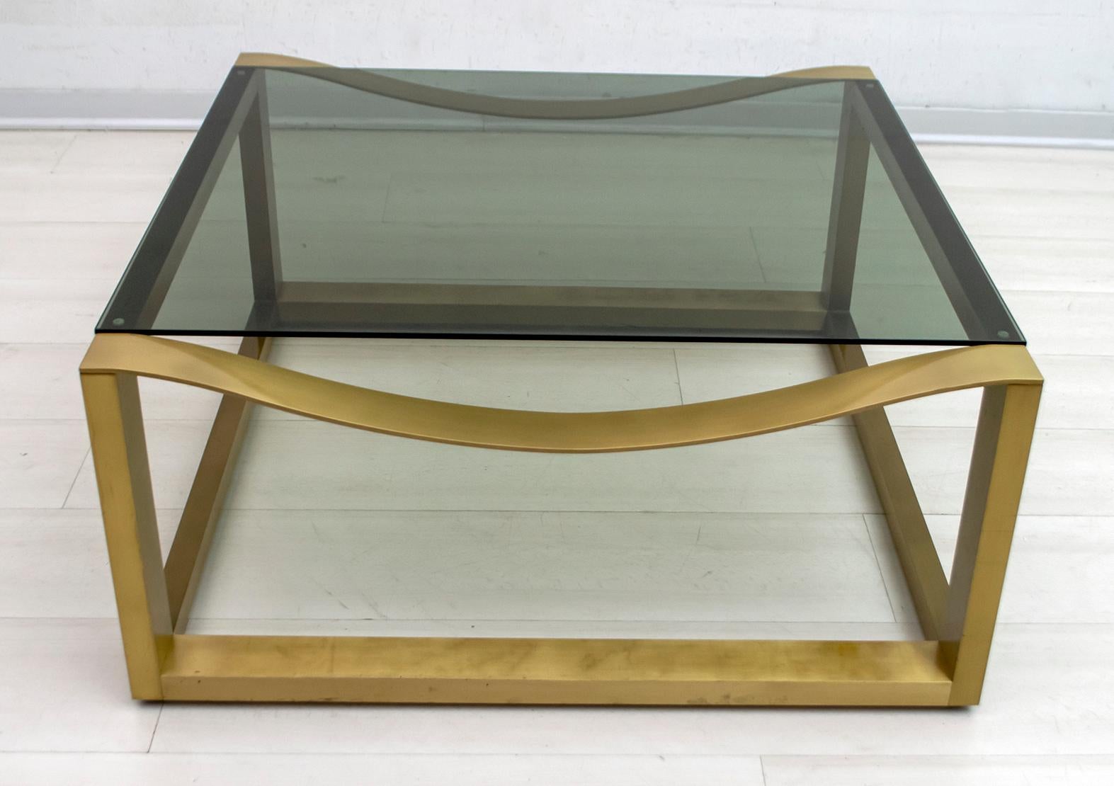 Luciano Frigerio Mid-Century Modern Italian Design Brass Coffee Table, 1970s For Sale 2