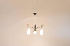 Mid-Century Modern Italian Design Brass Glass 1950s Organic Chandelier