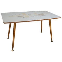 Mid-Century Modern Italian Design Coffee or Sofa Table with Stylized Fish Motifs