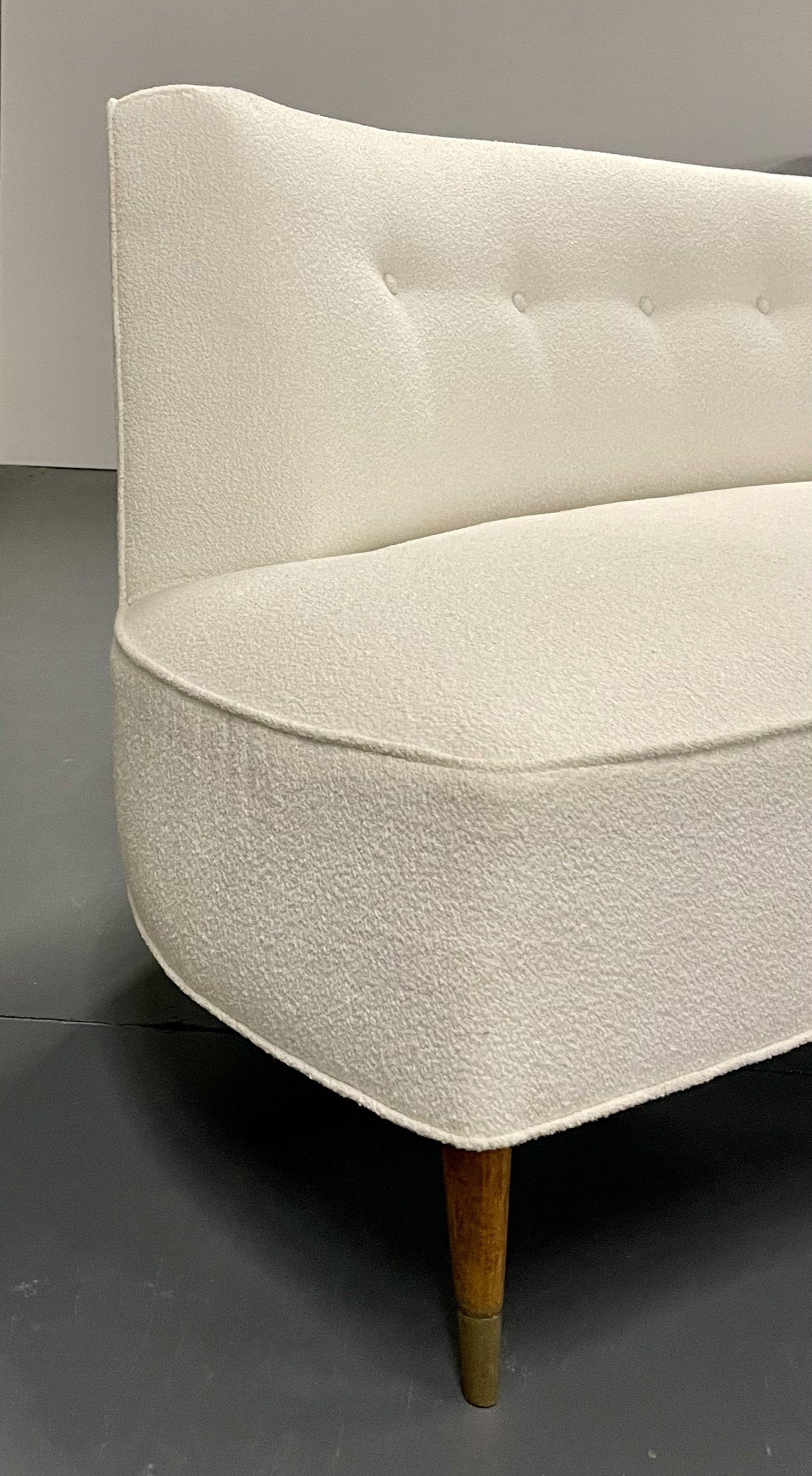 Mid-Century Modern Italian Designer Corner/Curved Sofa, Chaise Lounge, Bouclé 6