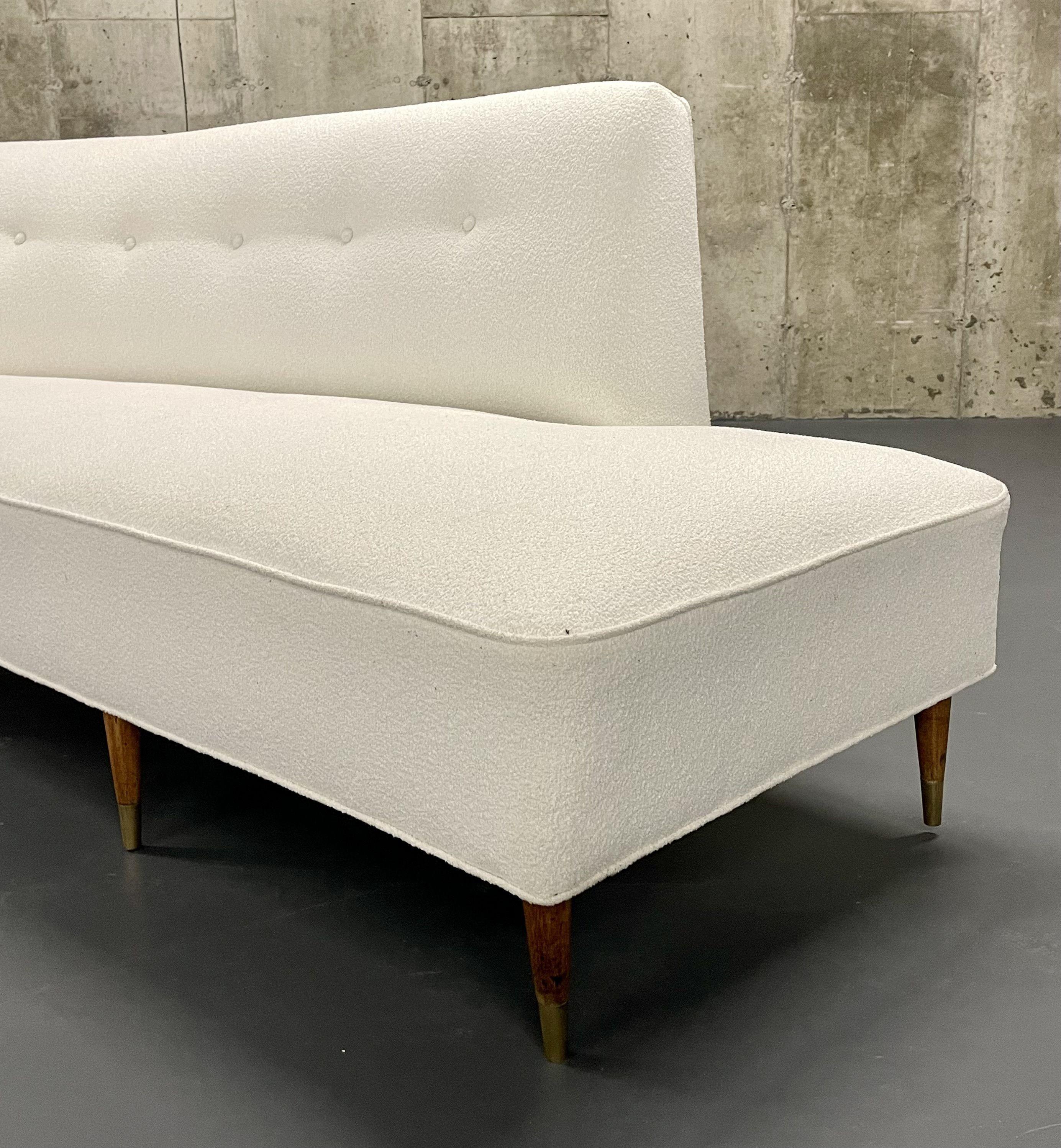 Mid-Century Modern Italian Designer Corner/Curved Sofa, Chaise Lounge, Bouclé 7