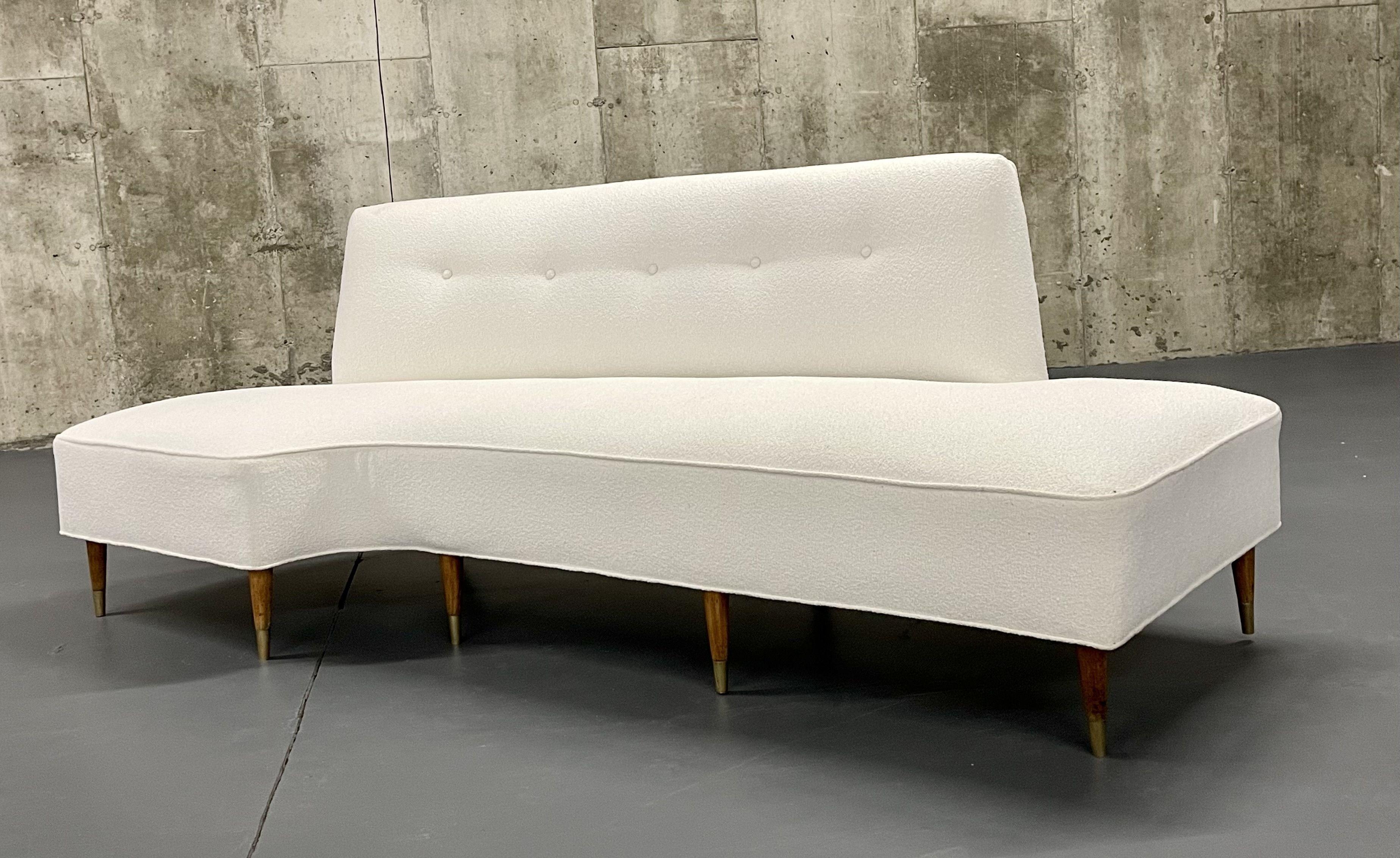 Mid-Century Modern Italian Designer Corner/Curved Sofa, Chaise Lounge, Bouclé 9