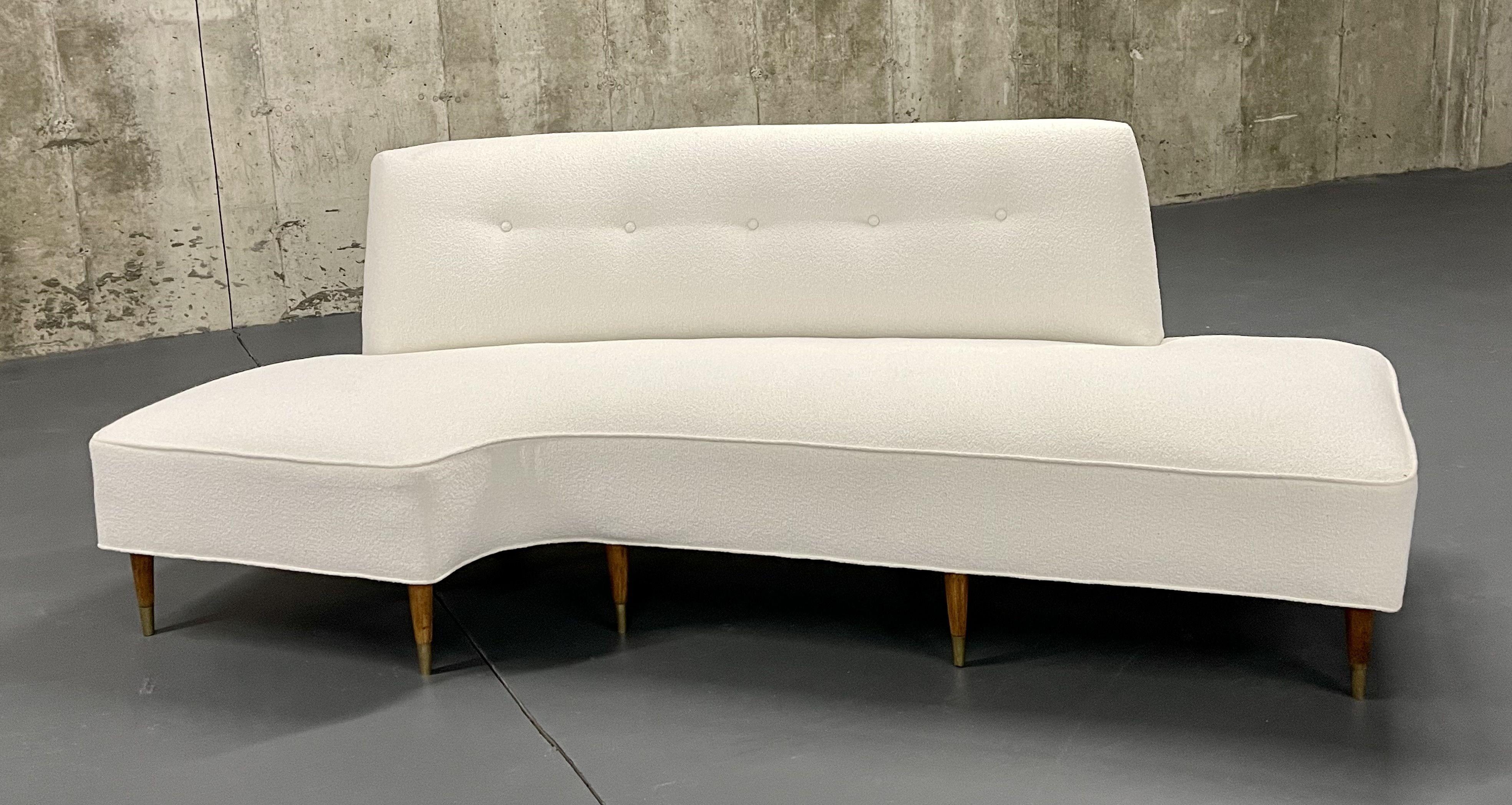 20th Century Mid-Century Modern Italian Designer Corner/Curved Sofa, Chaise Lounge, Bouclé