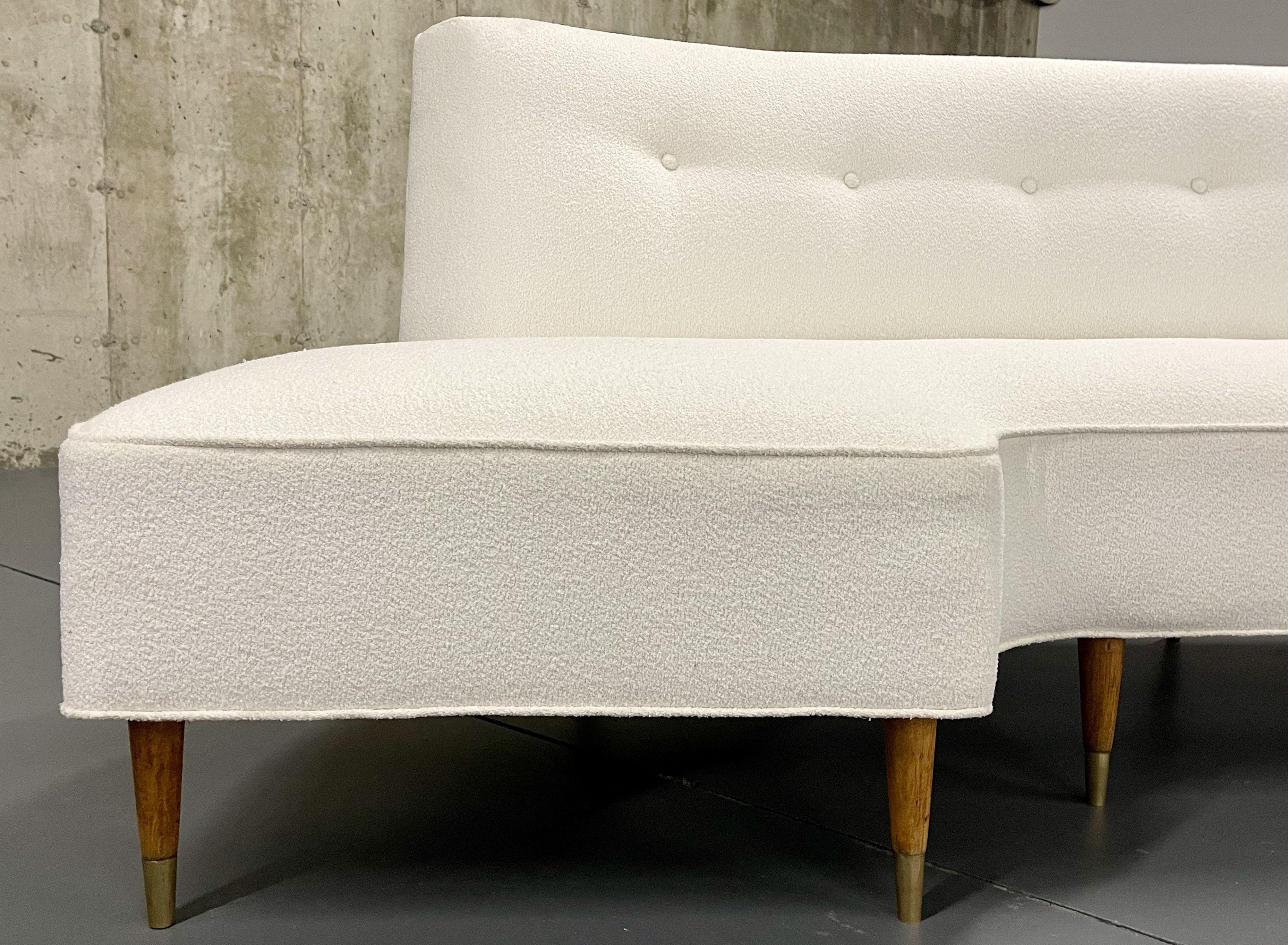 Mid-Century Modern Italian Designer Corner/Curved Sofa, Chaise Lounge, Bouclé 1