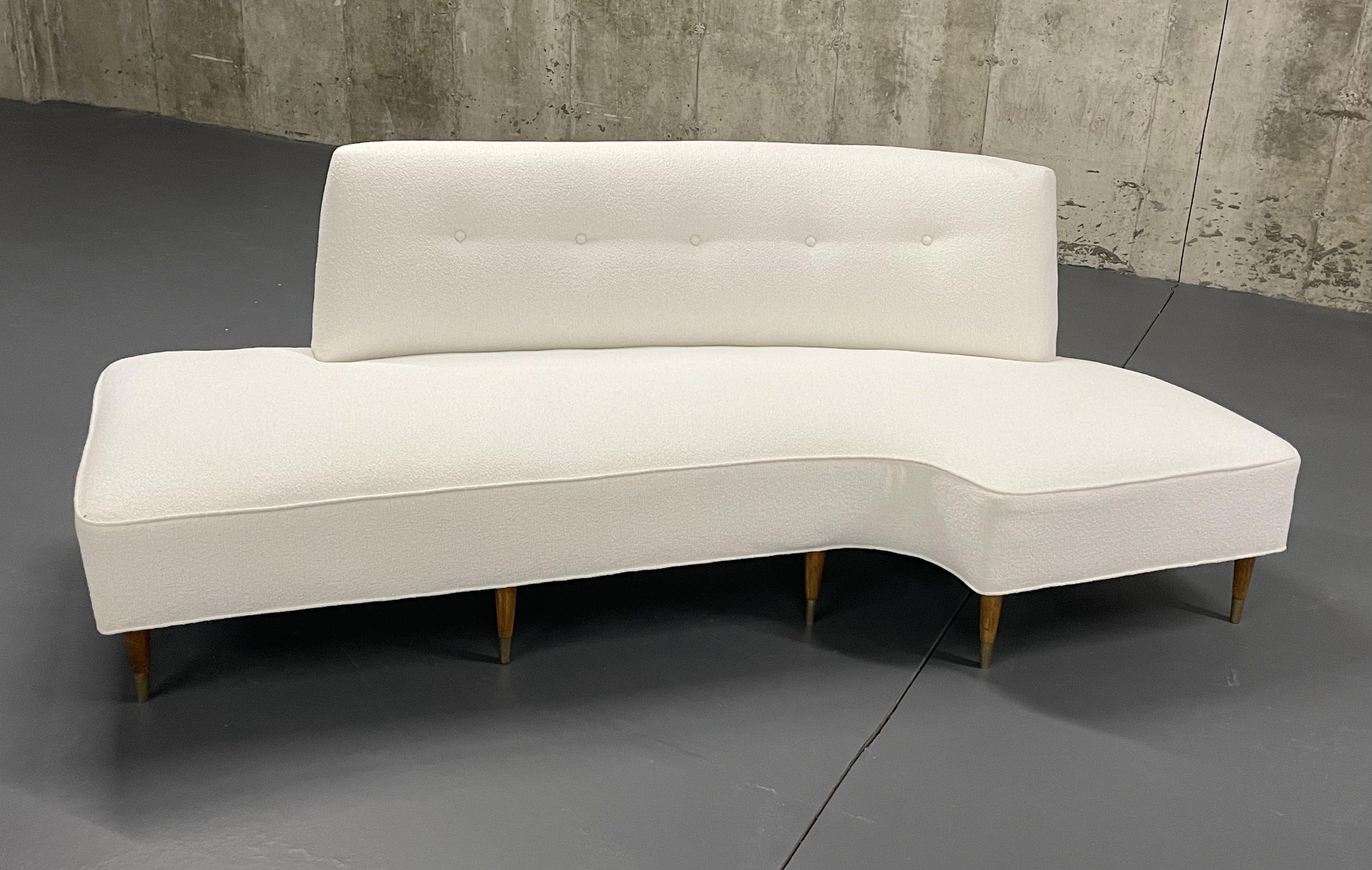 Mid-Century Modern Italian Designer Corner/Curved Sofa, Chaise Lounge, Bouclé 3