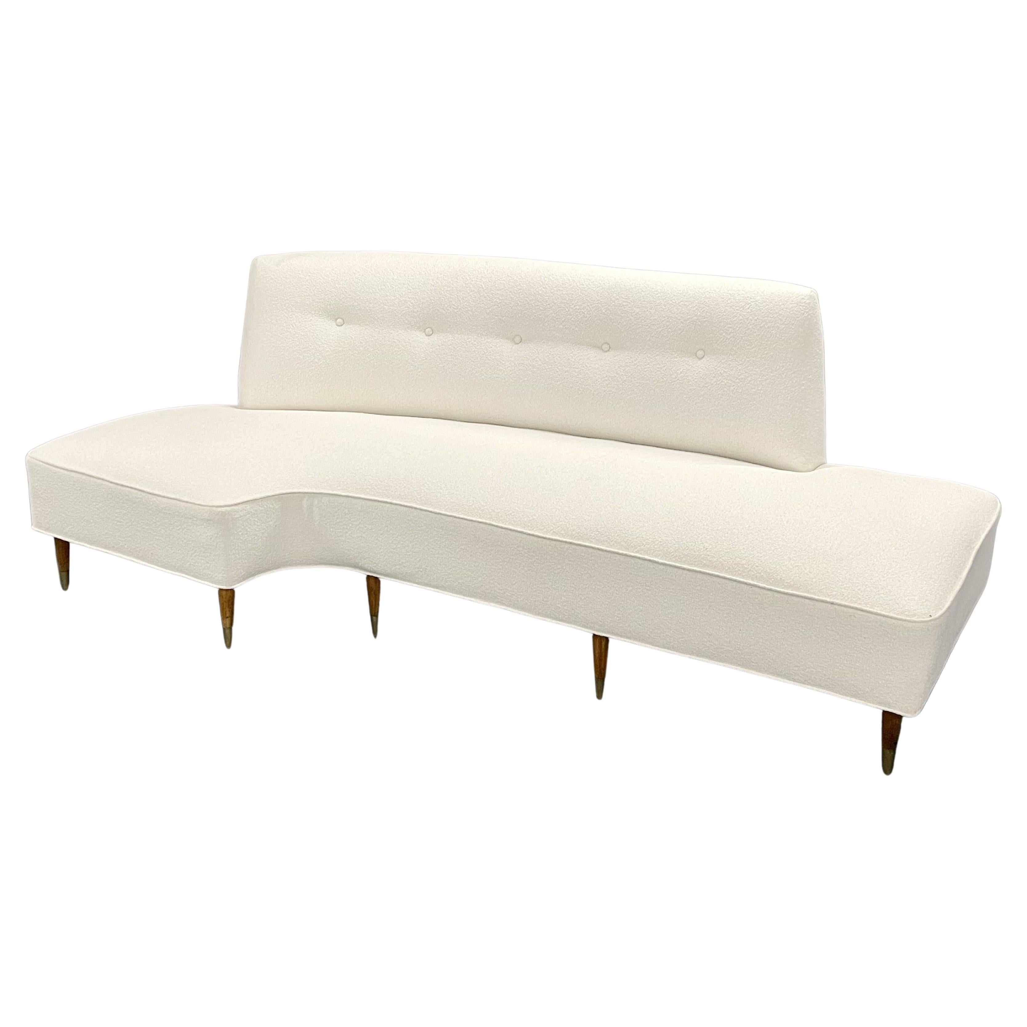 Mid-Century Modern Italian Designer Corner/Curved Sofa, Chaise Lounge, Bouclé