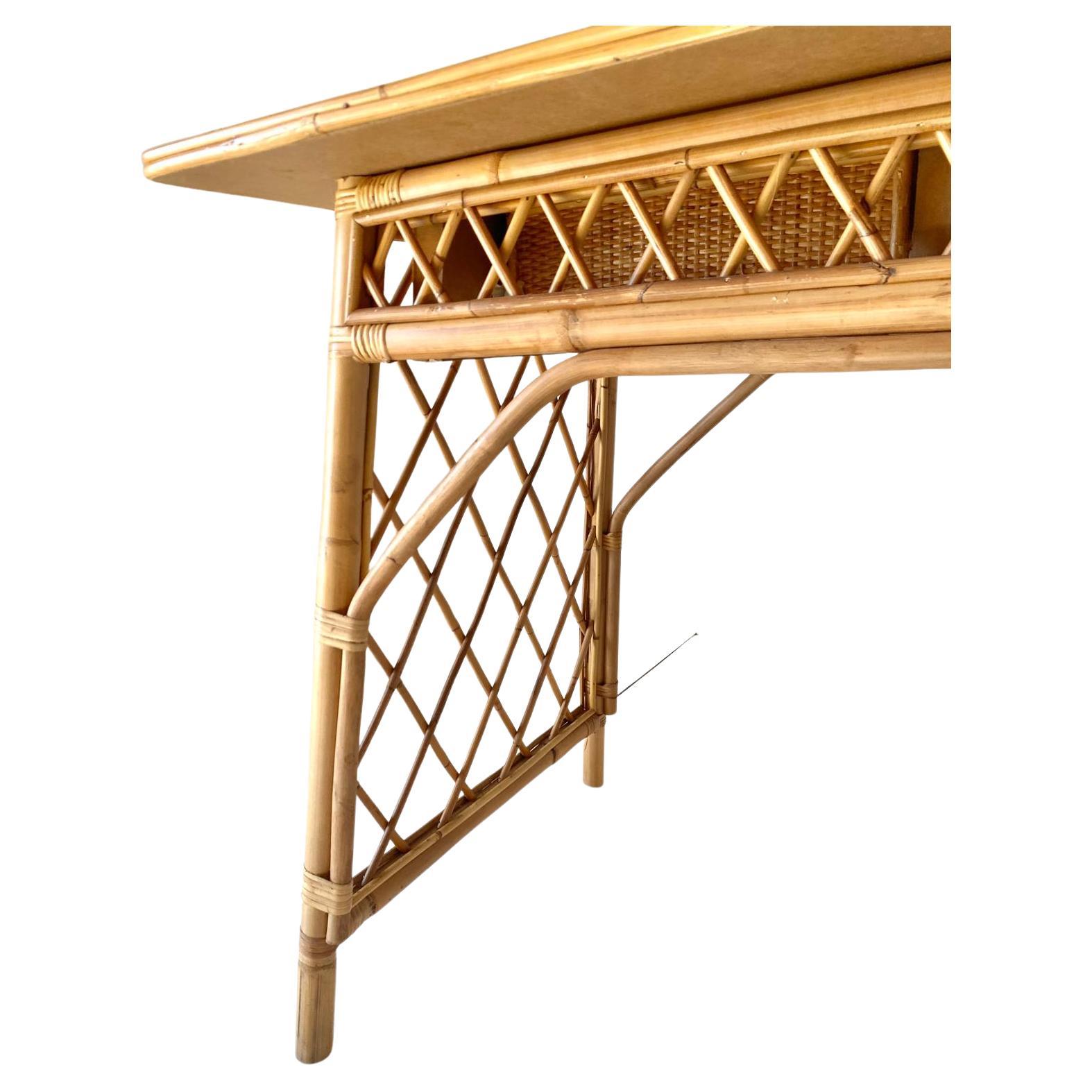Mid Century Modern Italian Desk in Bamboo and Rattan in the style of Sognot 6