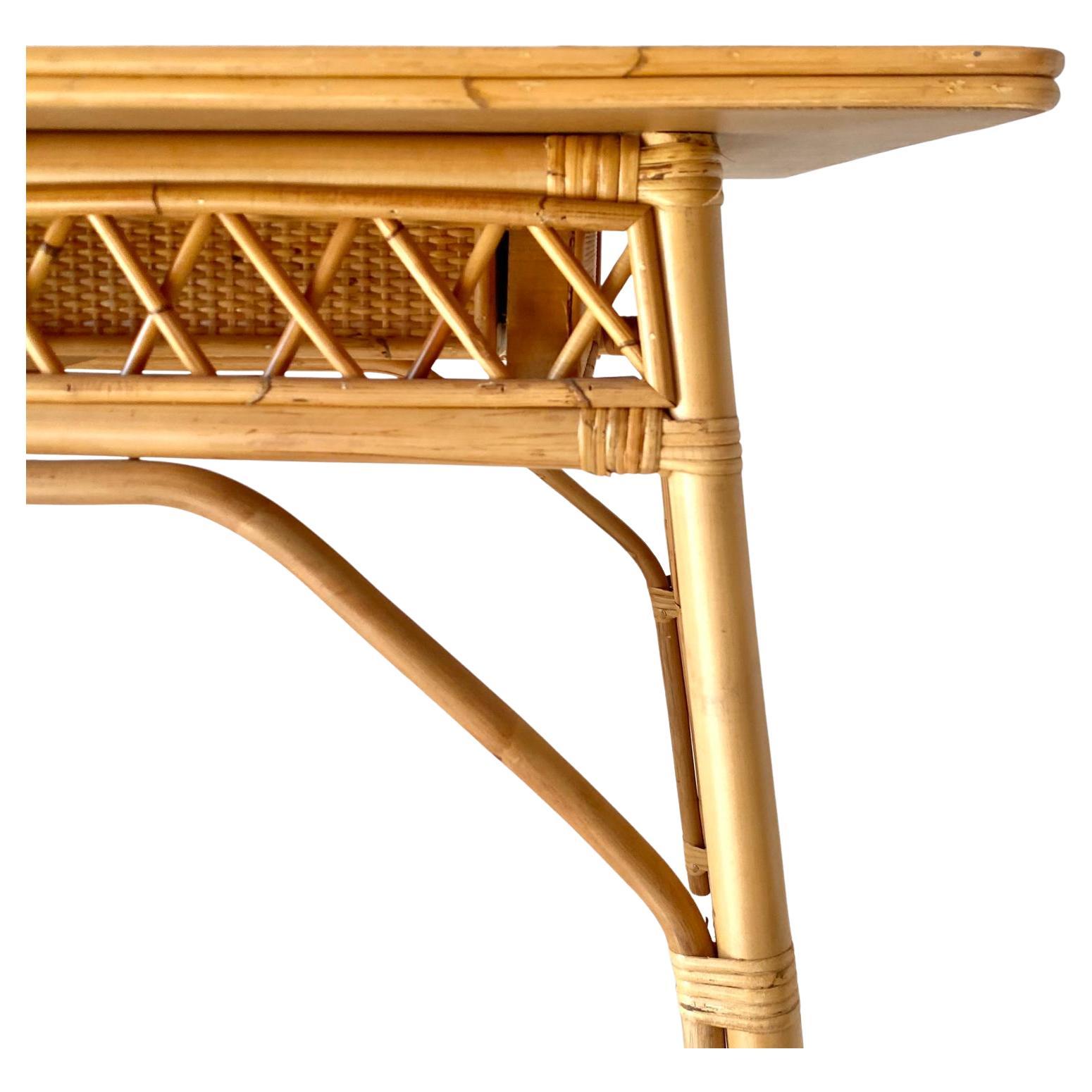 Mid Century Modern Italian Desk in Bamboo and Rattan in the style of Sognot 7