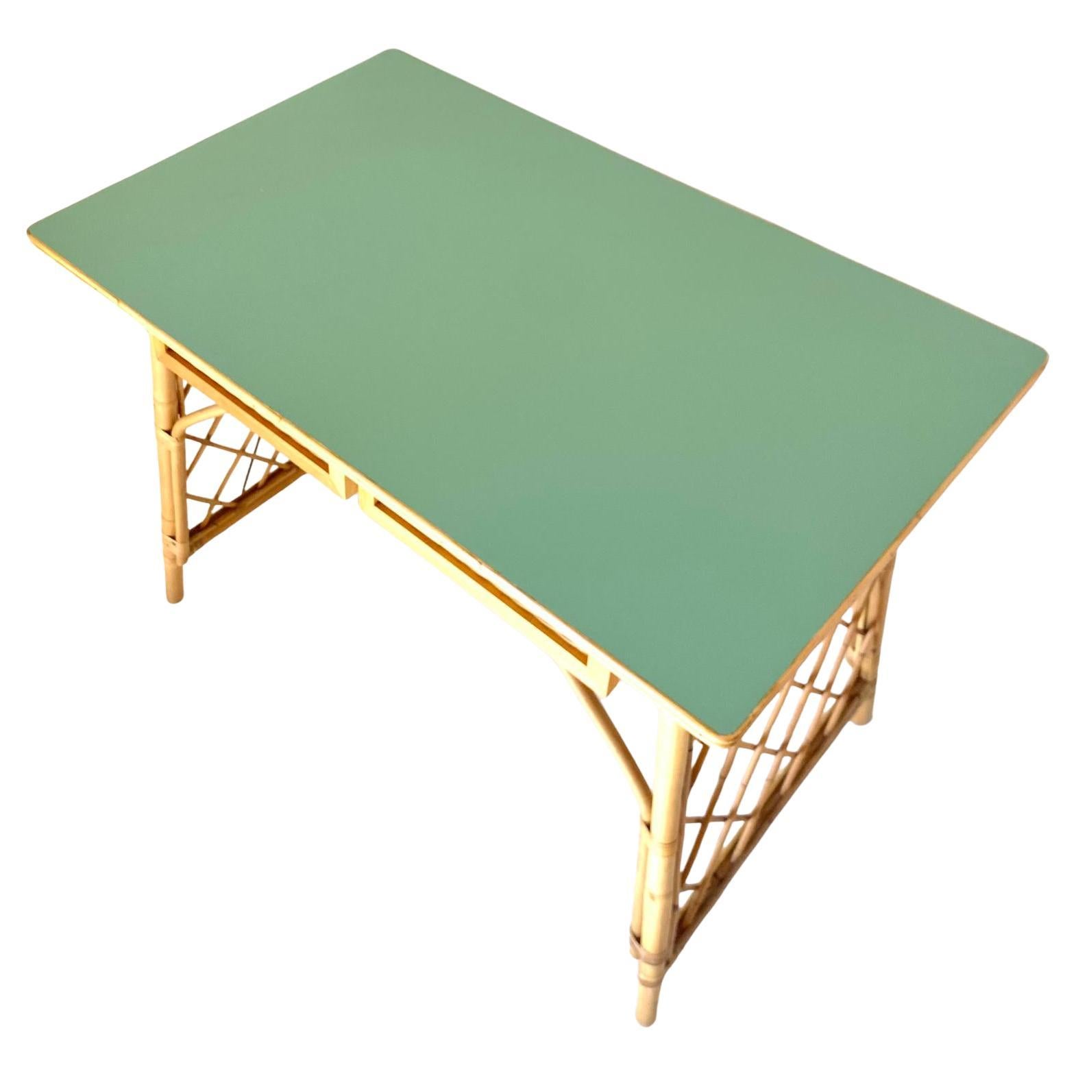 Mid Century Modern Italian Desk in Bamboo and Rattan in the style of Sognot 3