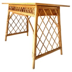 Mid Century Modern Italian Desk in Bamboo and Rattan in the style of Sognot