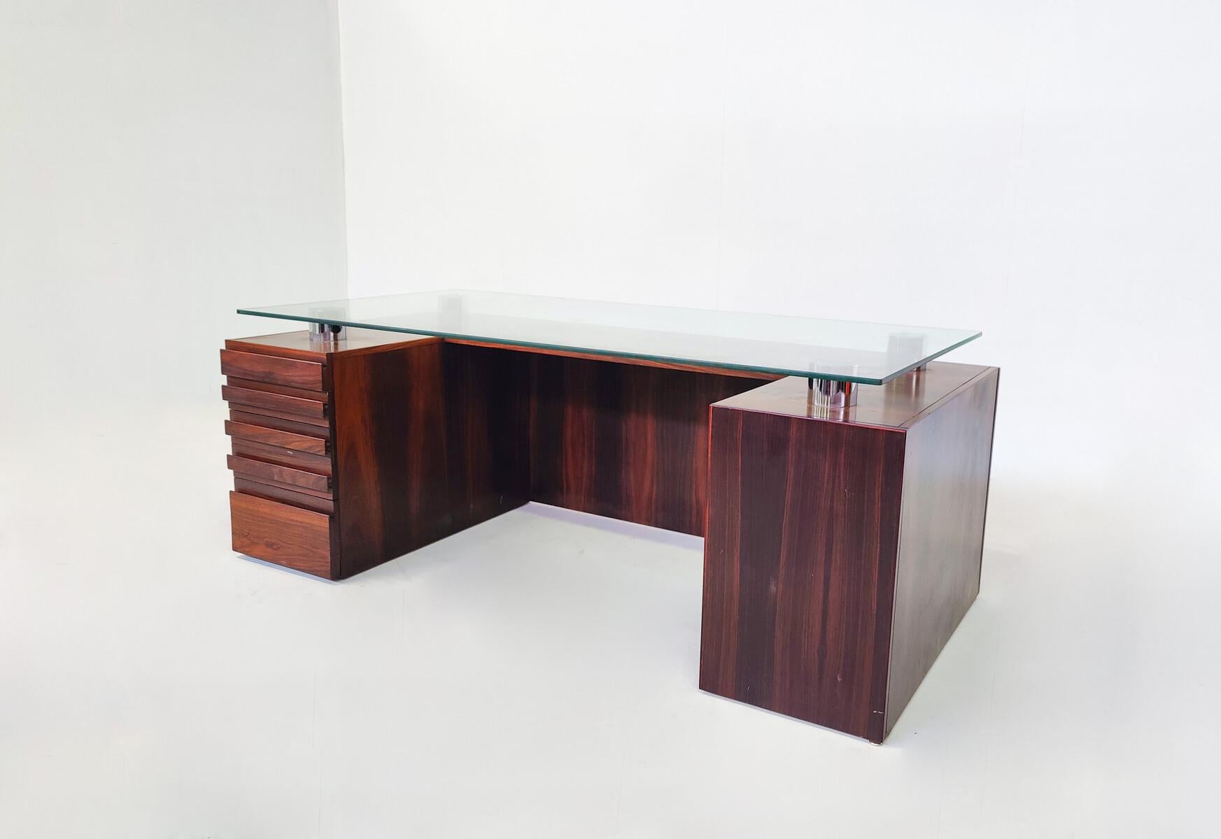 Mid-20th Century Mid-Century Modern Italian Desk with Drawers, Boccato Gigante Zambusi, Italy For Sale
