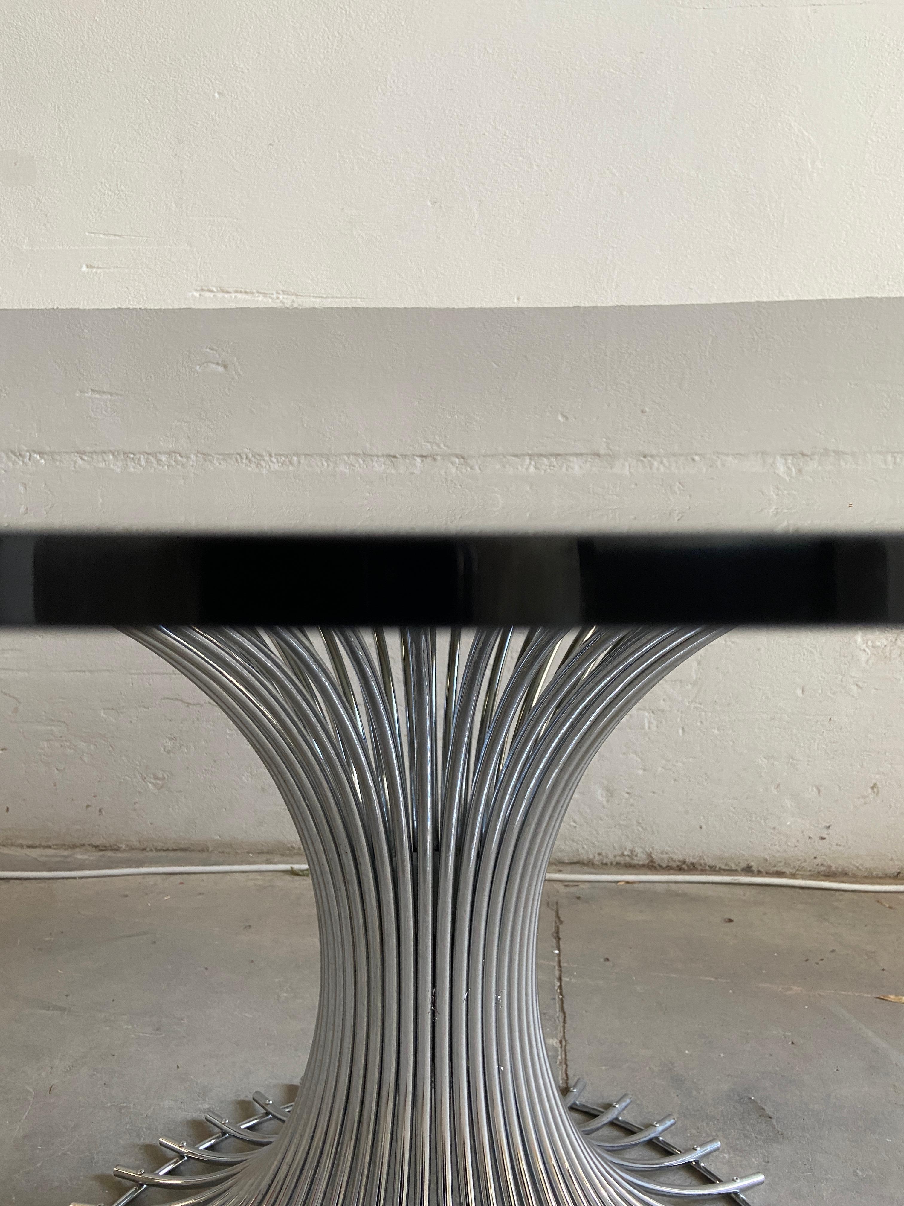 Mid-Century Modern Italian Dining or Center Chrome Table with Smoked Glass Top 3